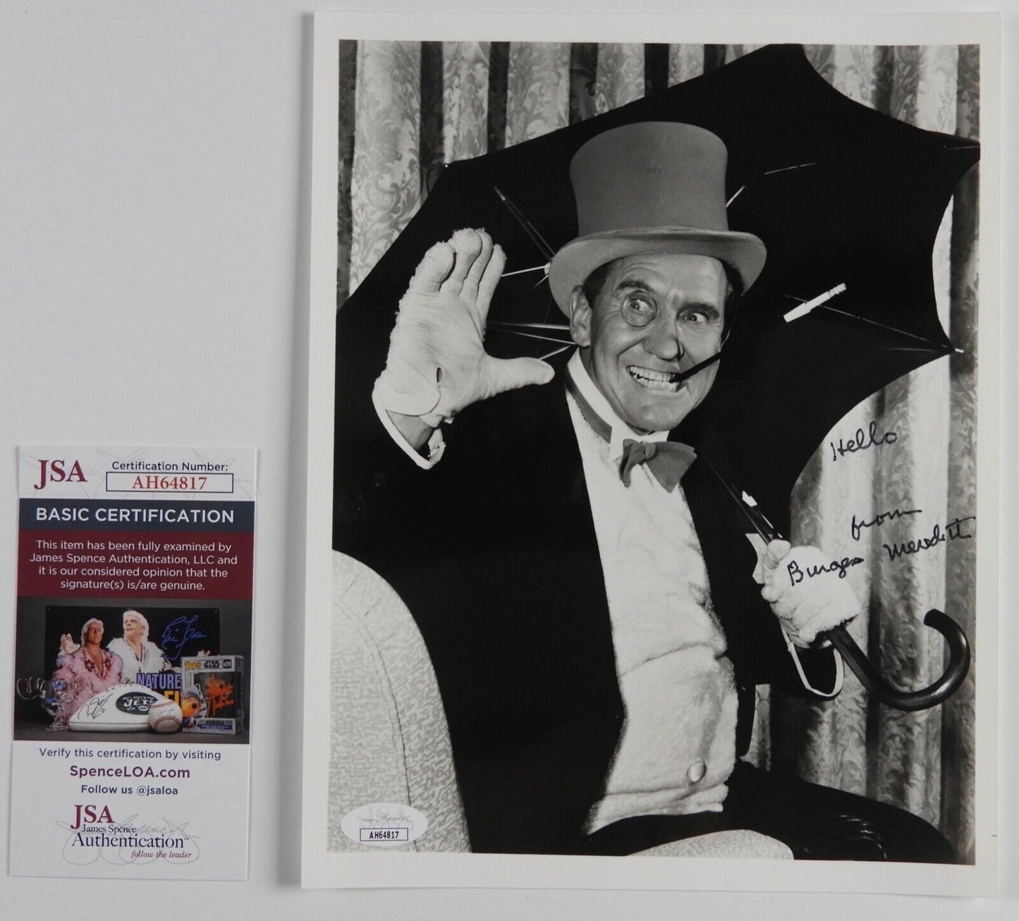 Burges Meredith Batman JSA Signed Autograph 8 x 10 photo The Penguin