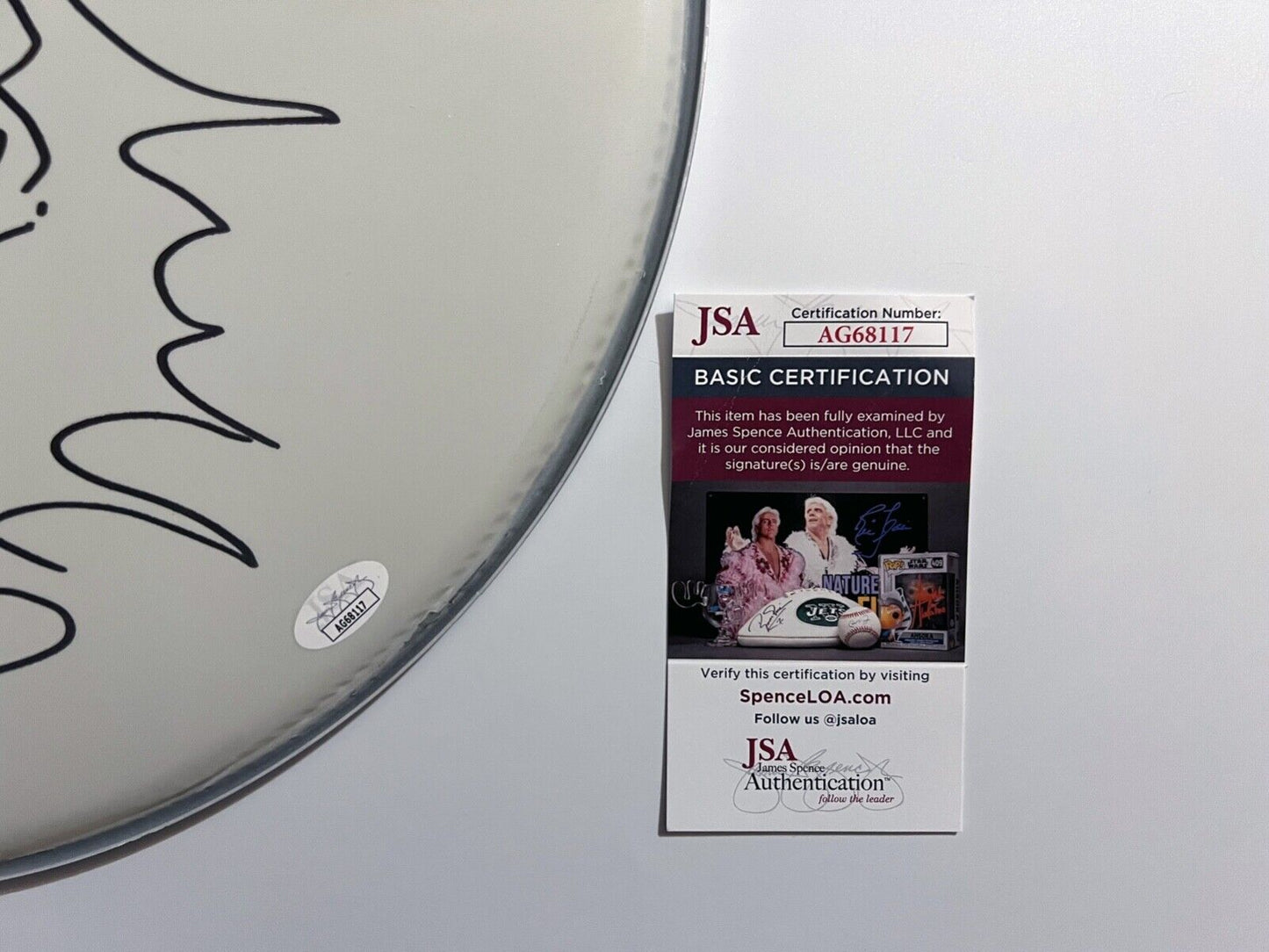 Iron Maiden Derek Riggs JSA Autograph Signed 16" Drum Head Original Sketch Eddie