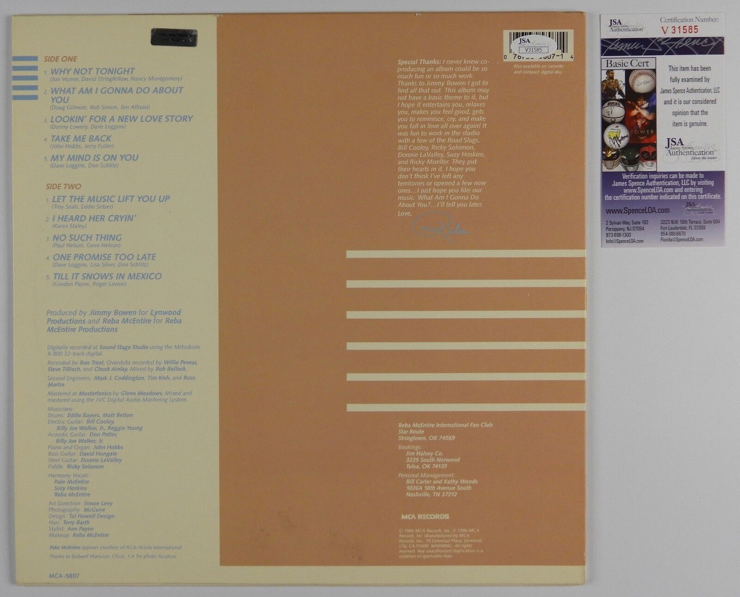 Reba McEntire JSA Signed Autograph Record Album What I am I Gonna To Do About