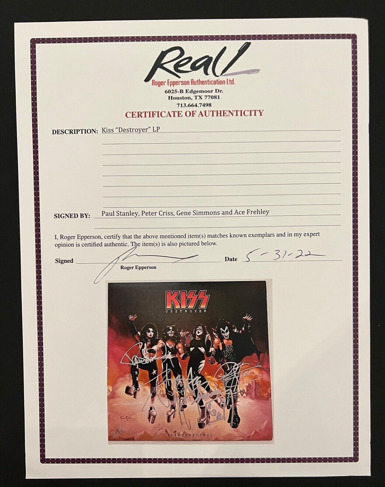 KISS JSA Fully Signed Autograph Album Destroyer Resurrected Gene Simmons Peter +