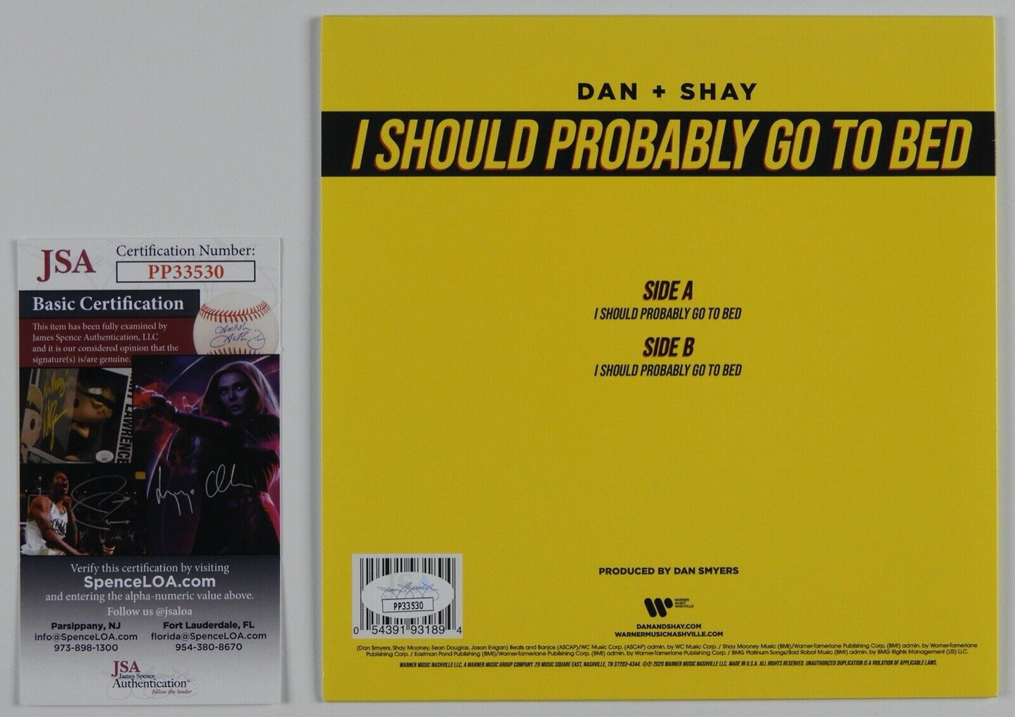 DAN + SHAY JSA Signed Autograph 45 Record Cover I Should Probably Go To Bet