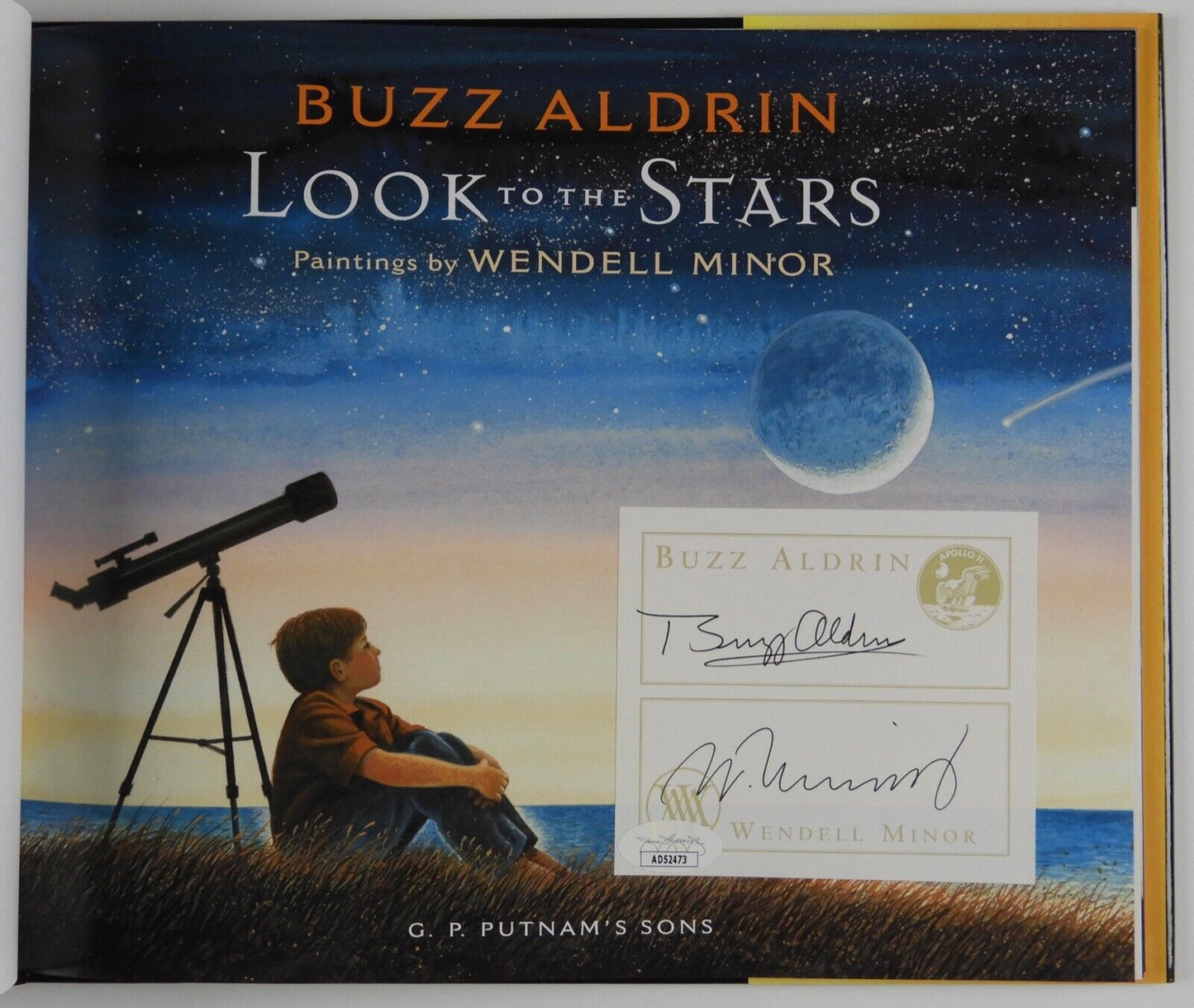 Buzz Aldrin Autograph Signed Book JSA Wendell Minor Look To The Stars