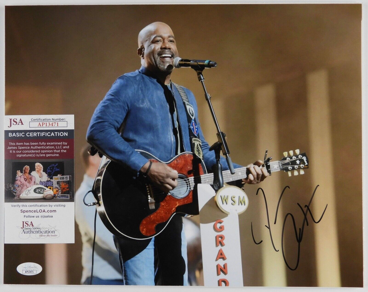 Darius Rucker JSA Autograph Signed 11 x 14 photo Hootie and the Blowfish
