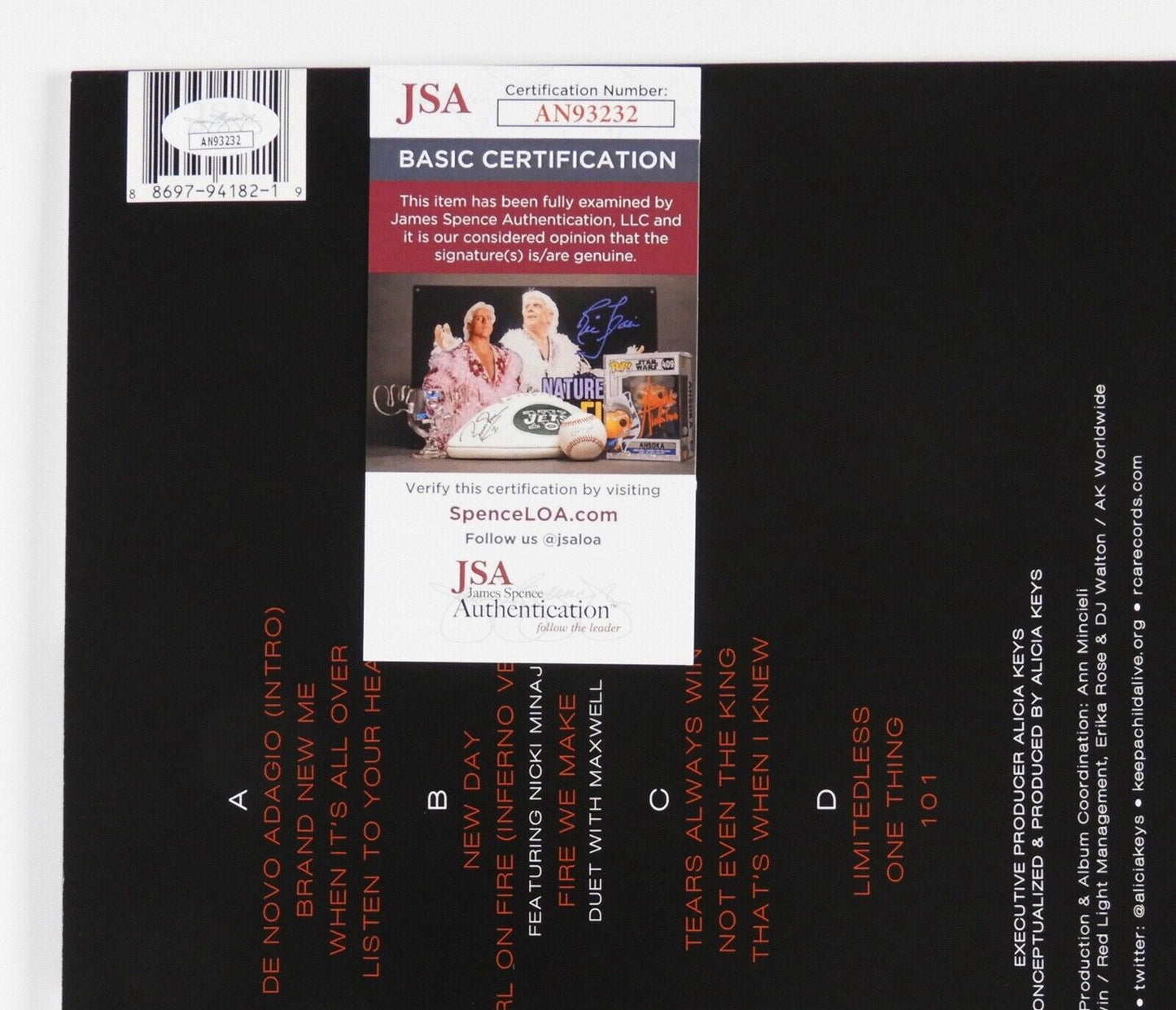 Alicia Keys JSA Signed Autograph Album Record Vinyl Girl On Fire