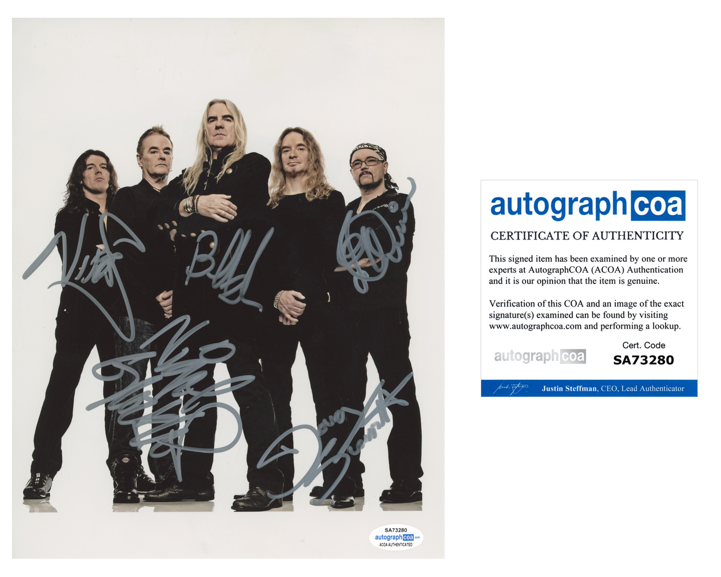 Saxon Fully Signed ACOA Signed Autograph 8 x 10 Photo