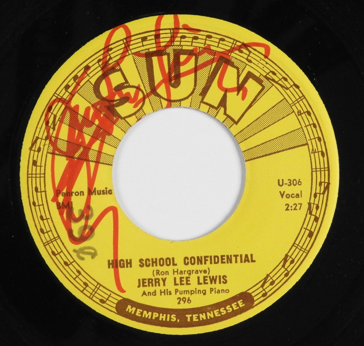Jerry Lee Lewis Signed Autograph 45 JSA Vinyl Record Original Sun Record