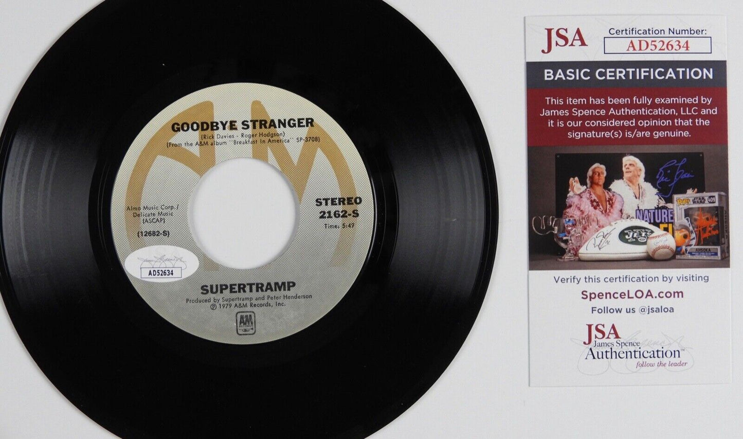 Roger Hodgson Supertramp Signed Autograph 45 JSA Vinyl Record Even In The
