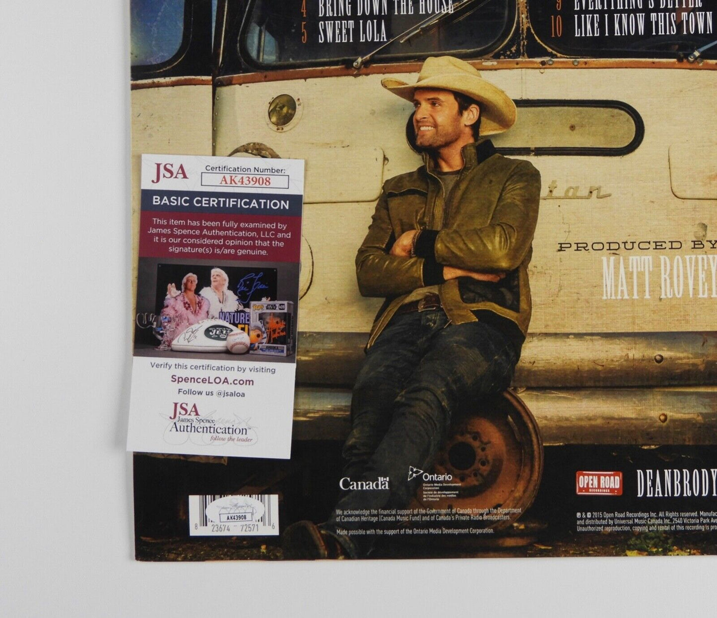 Dean Brody JSA Signed Autograph Album Record LP Gypsy Road