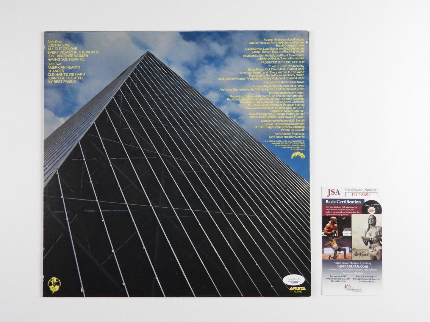 Air Supply JSA Signed Autograph Album Vinyl Record Lost In Love