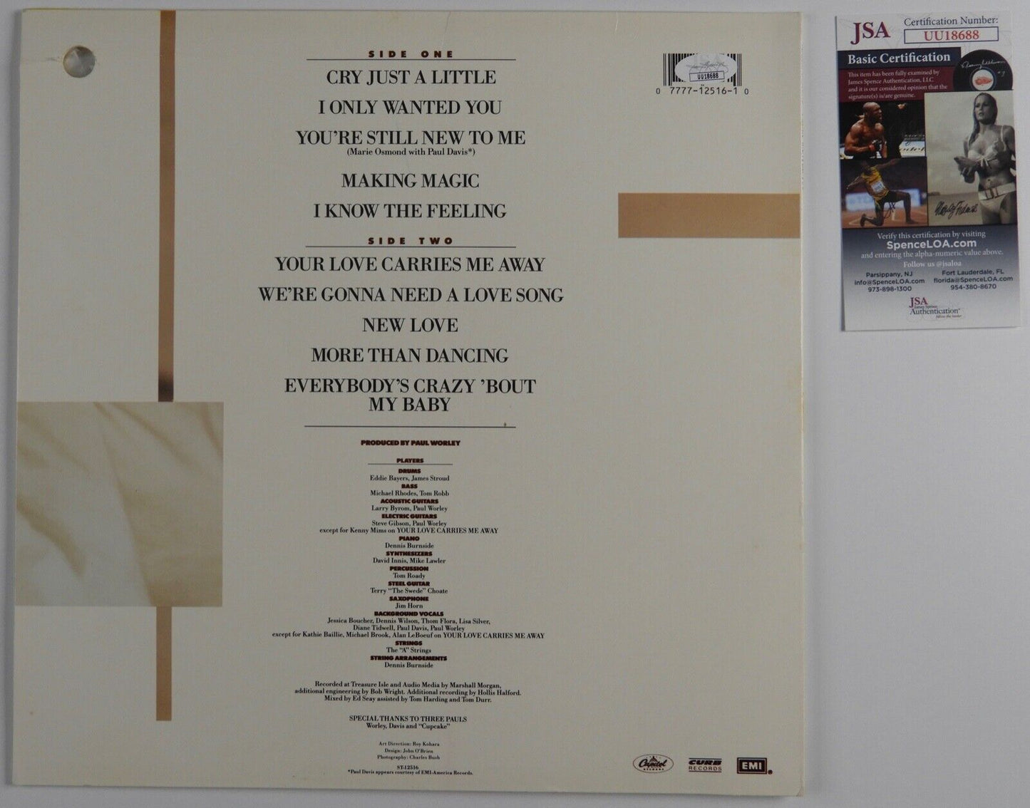 Marie Osmond JSA Signed Autograph Album Vinyl Record I Only Wanted You