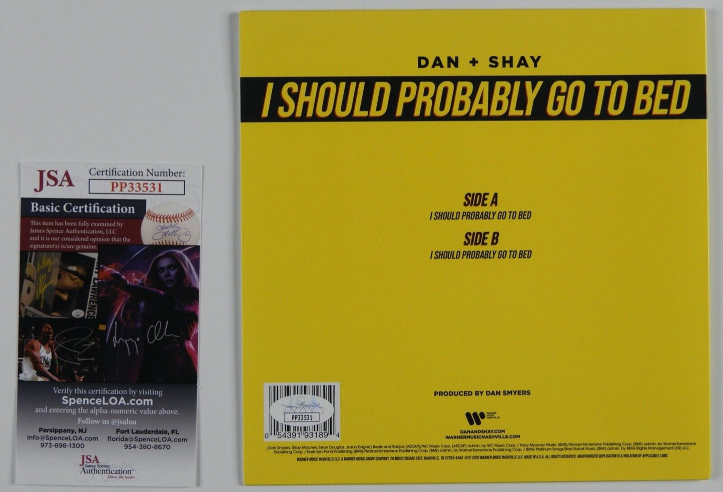 DAN + SHAY JSA Signed Autograph 45 Record Cover I Should Probably Go To Bet