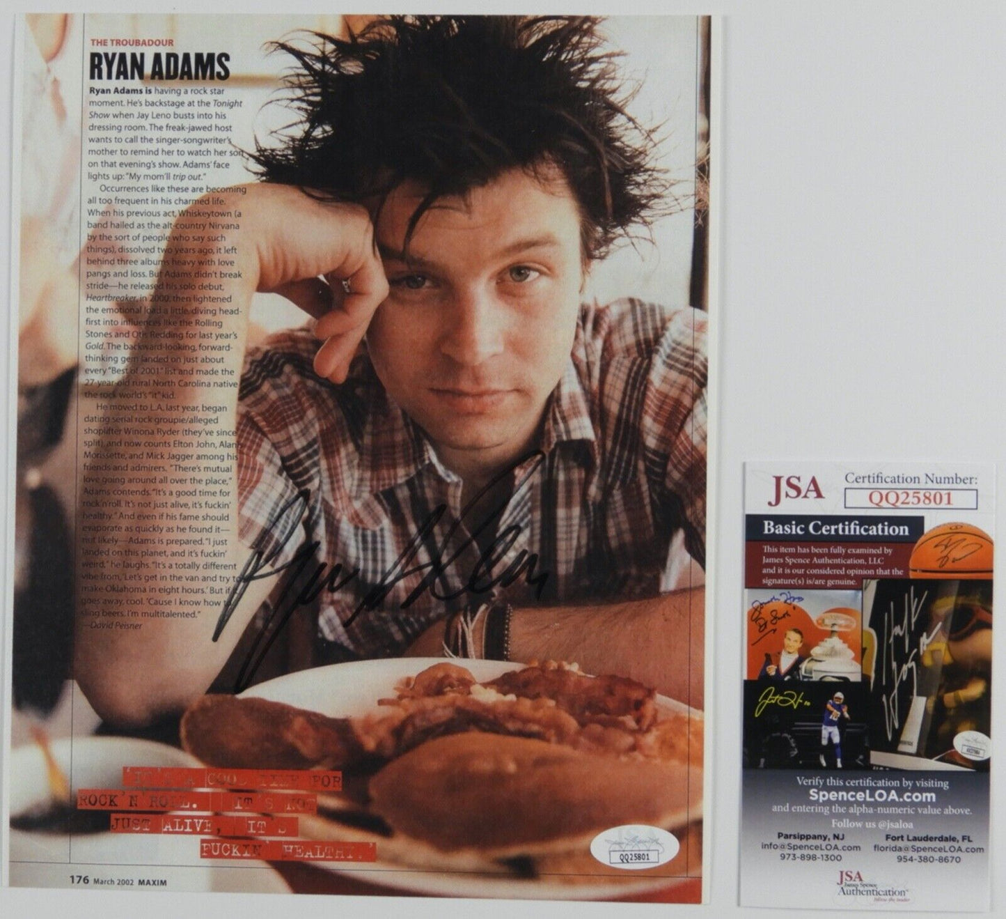 Ryan Adam JSA Signed Autograph Magazine Photo