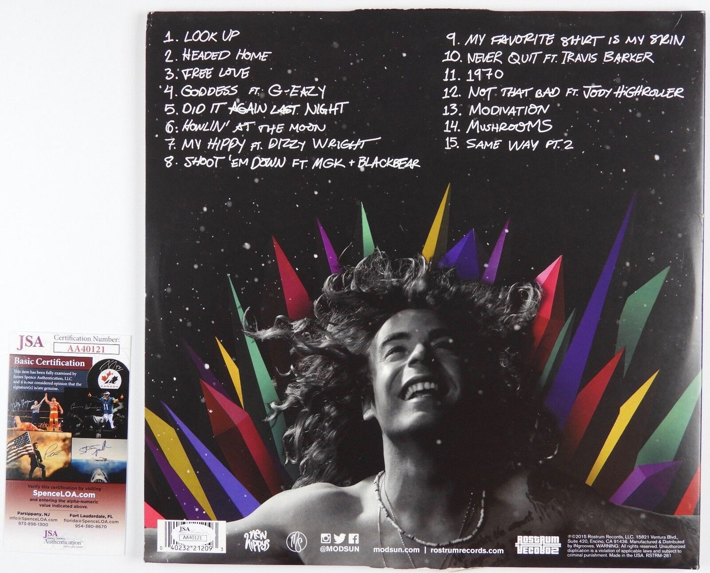 Mod Sun Signed Autograph Record Album JSA Vinyl LP