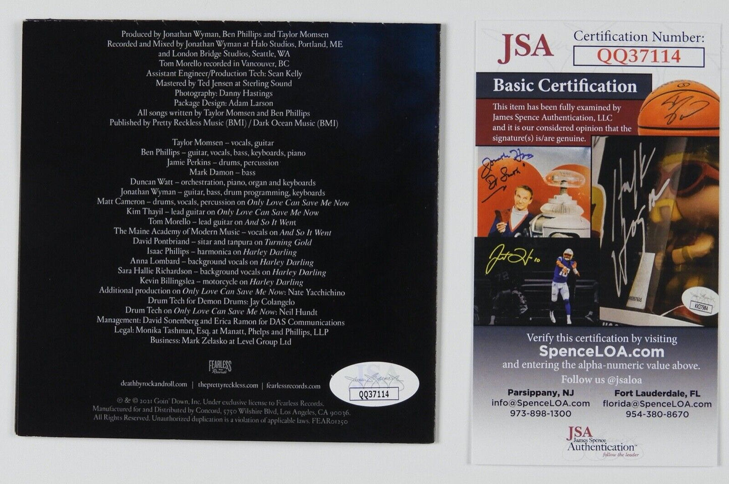 Taylor Momsen The Pretty Reckless JSA Signed Autograph CD Cover Death Of RnR