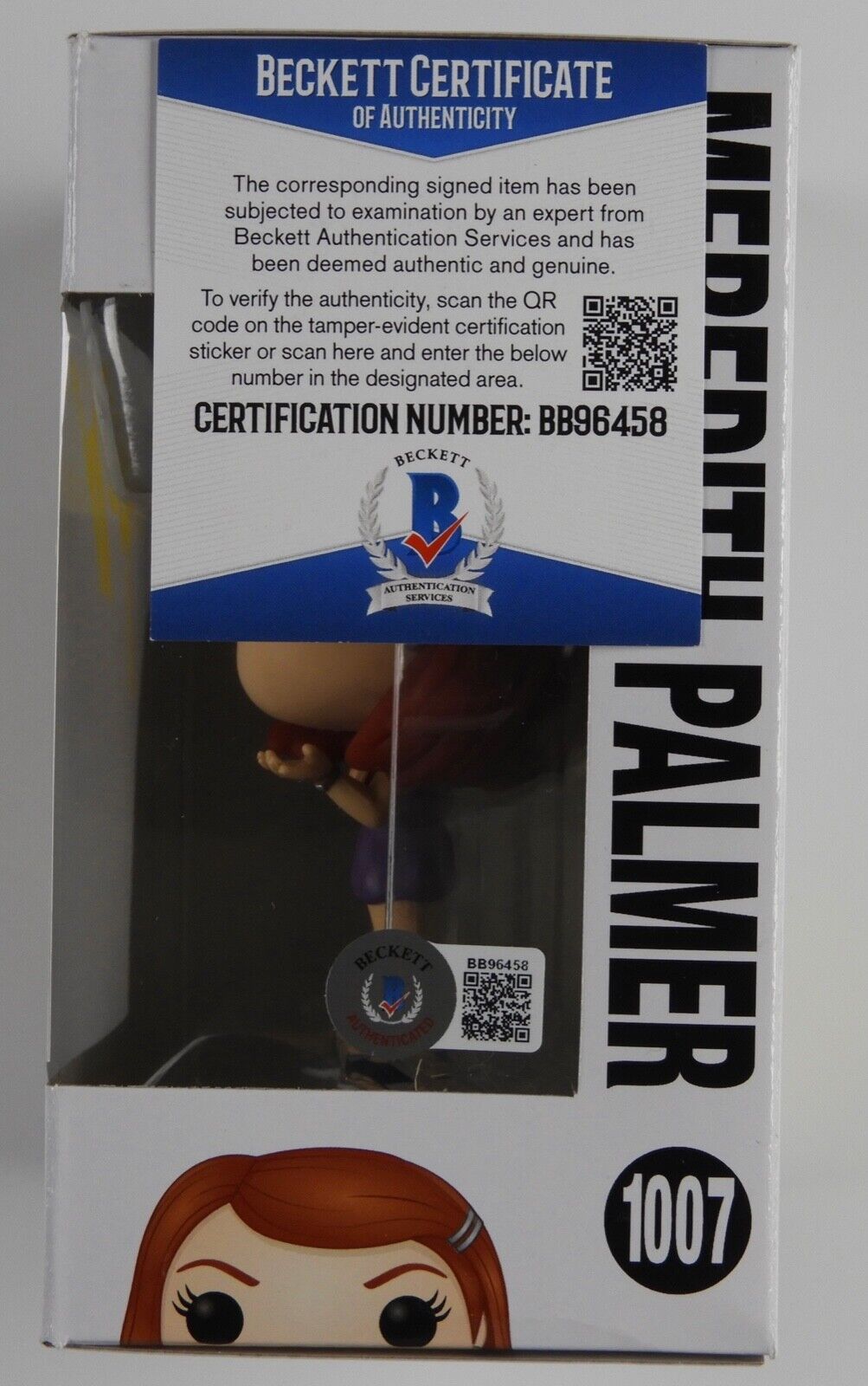Kate Flannery Meredith Palmer Signed Autograph Beckett Funko Pop 1007 The Office