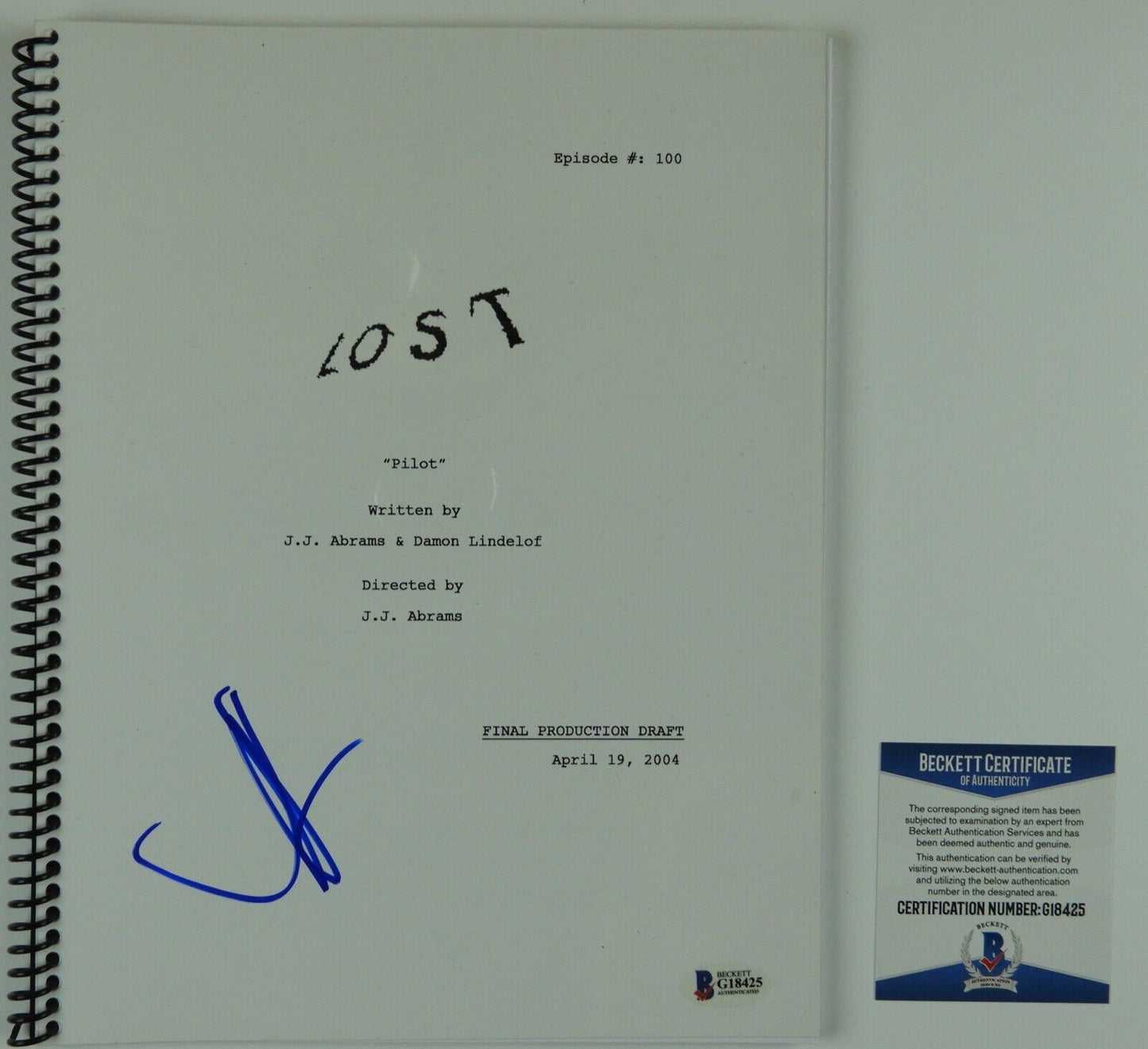 J.J. Abrams Lost Autograph Signed Beckett Full Script