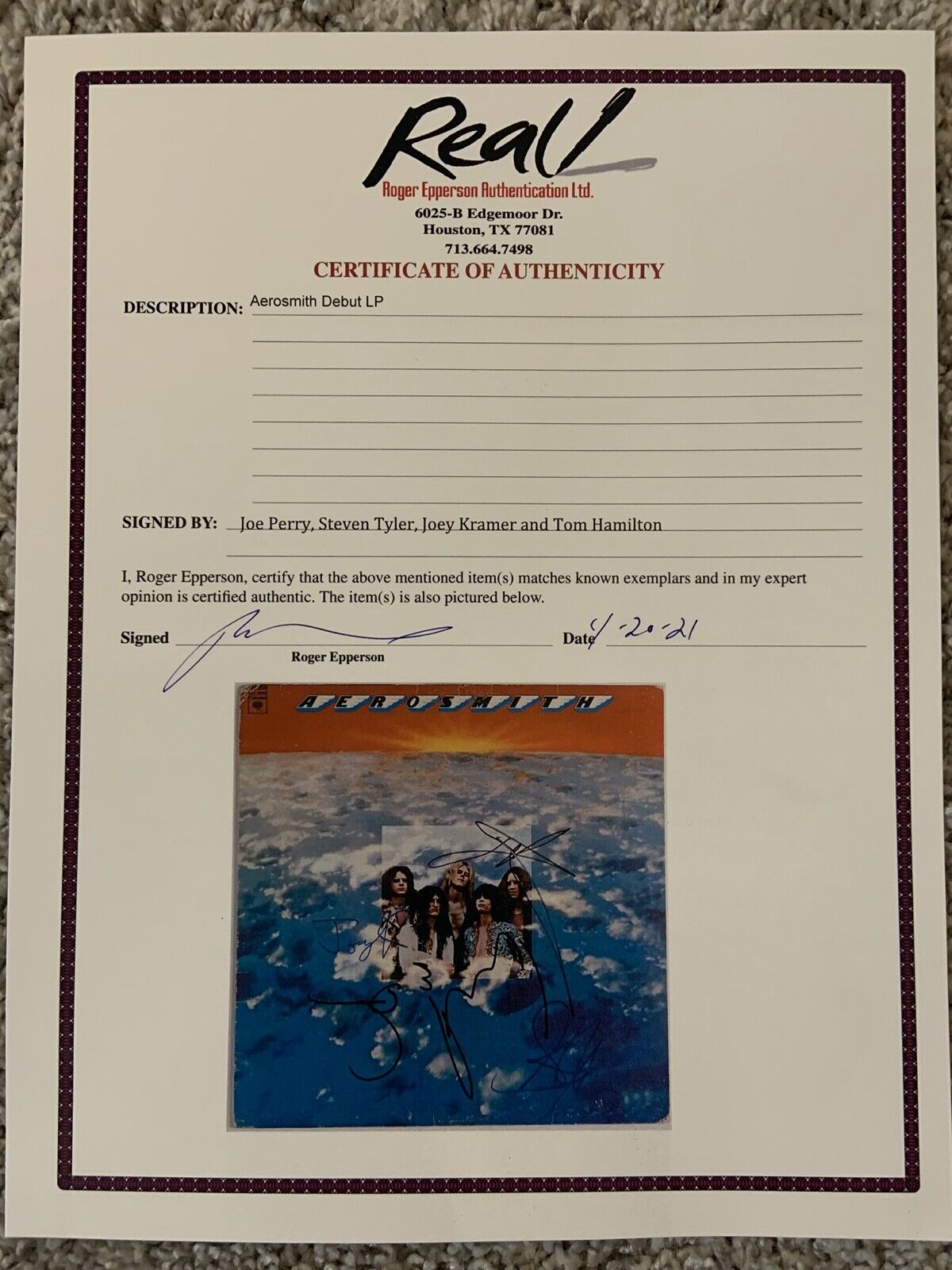 Aerosmith Autograph REAL Signed Album Steven Tyler Joe Perry Joey Krammer Tom