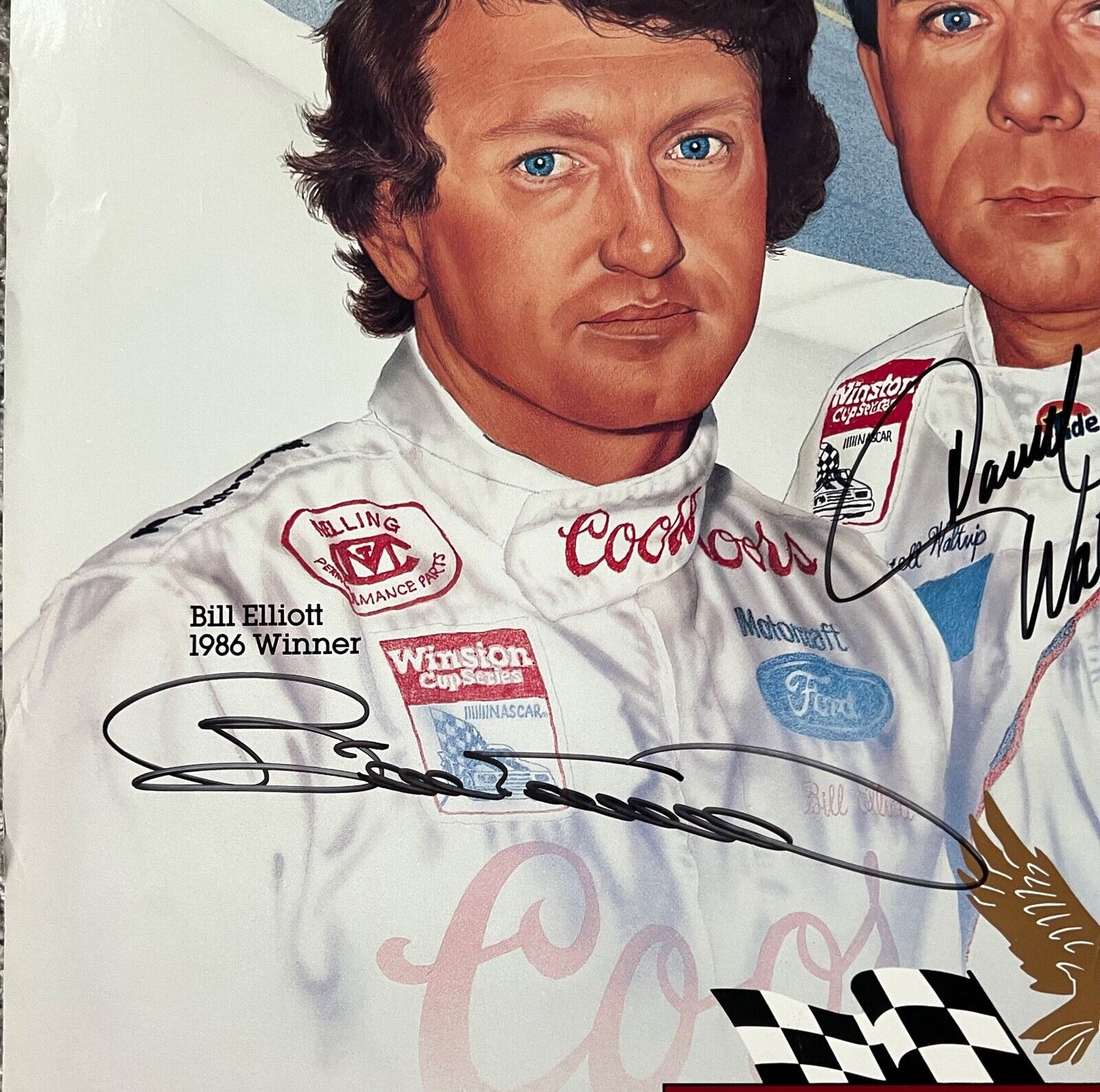 Dale Earnhardt Bill Elliott Darrell Waltrip Beckett Signed Autograph The Winston