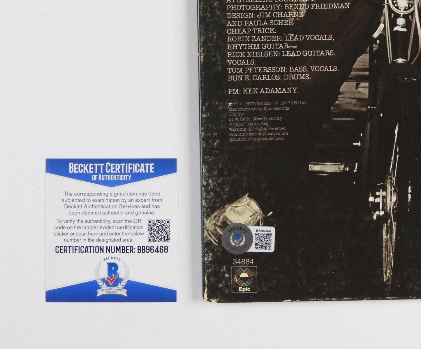 Cheap Trick Autograph Signed Record Album Beckett Rick Nielsen Robin Zander