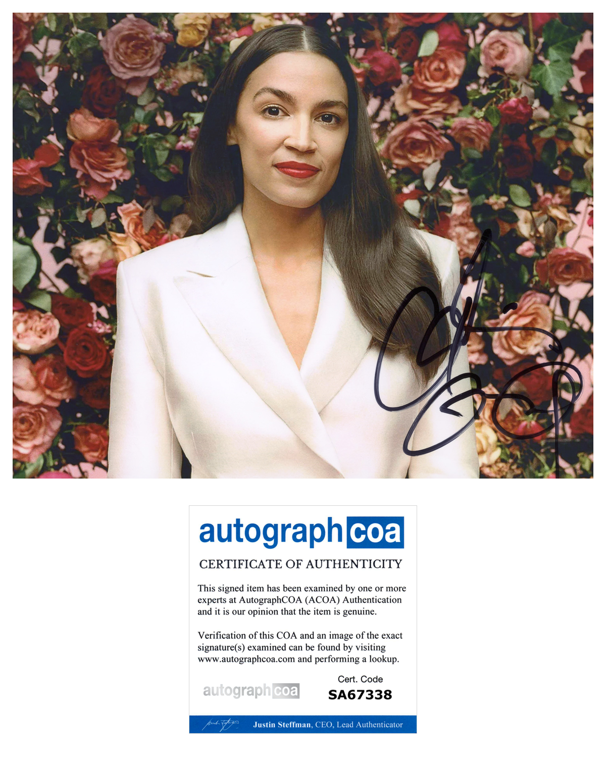 Alexandria Ocasio-Cortez AOC Autograph Signed Photo ACOA COA