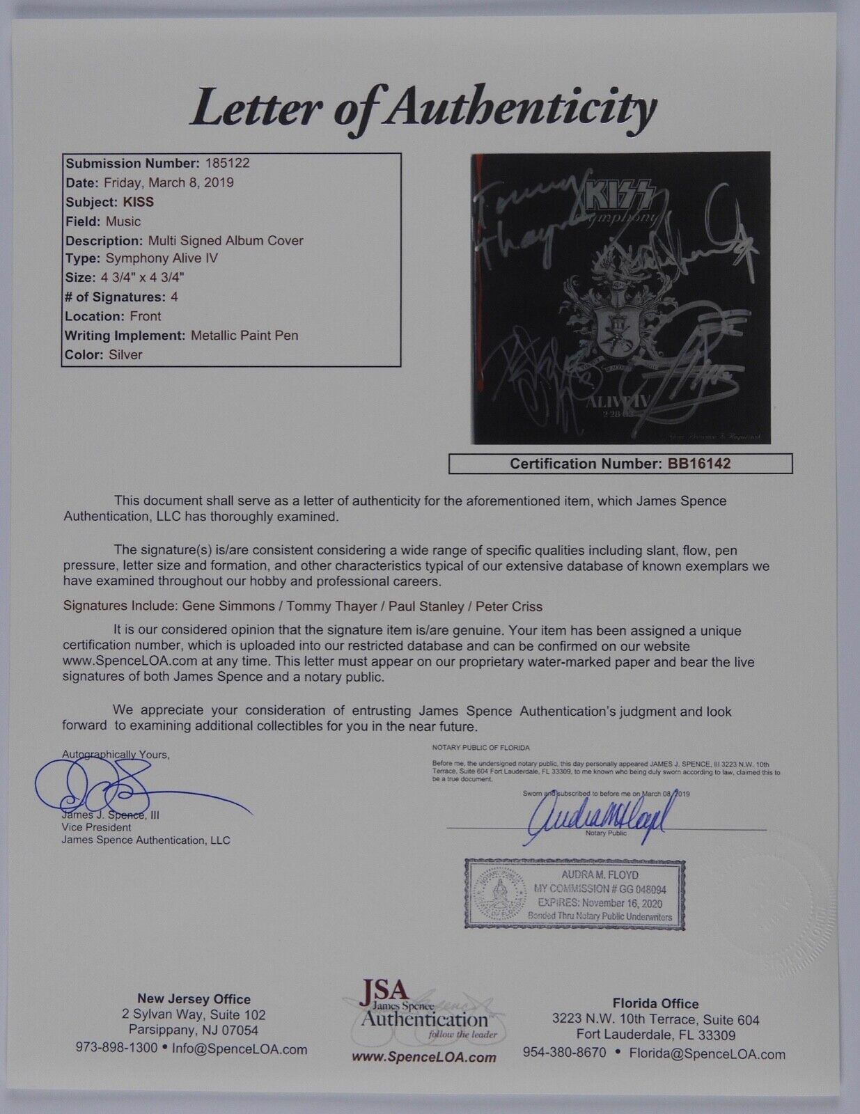 KISS FULL BAND Symphony Alive IV JSA Signed Autograph CD Paul Stanley