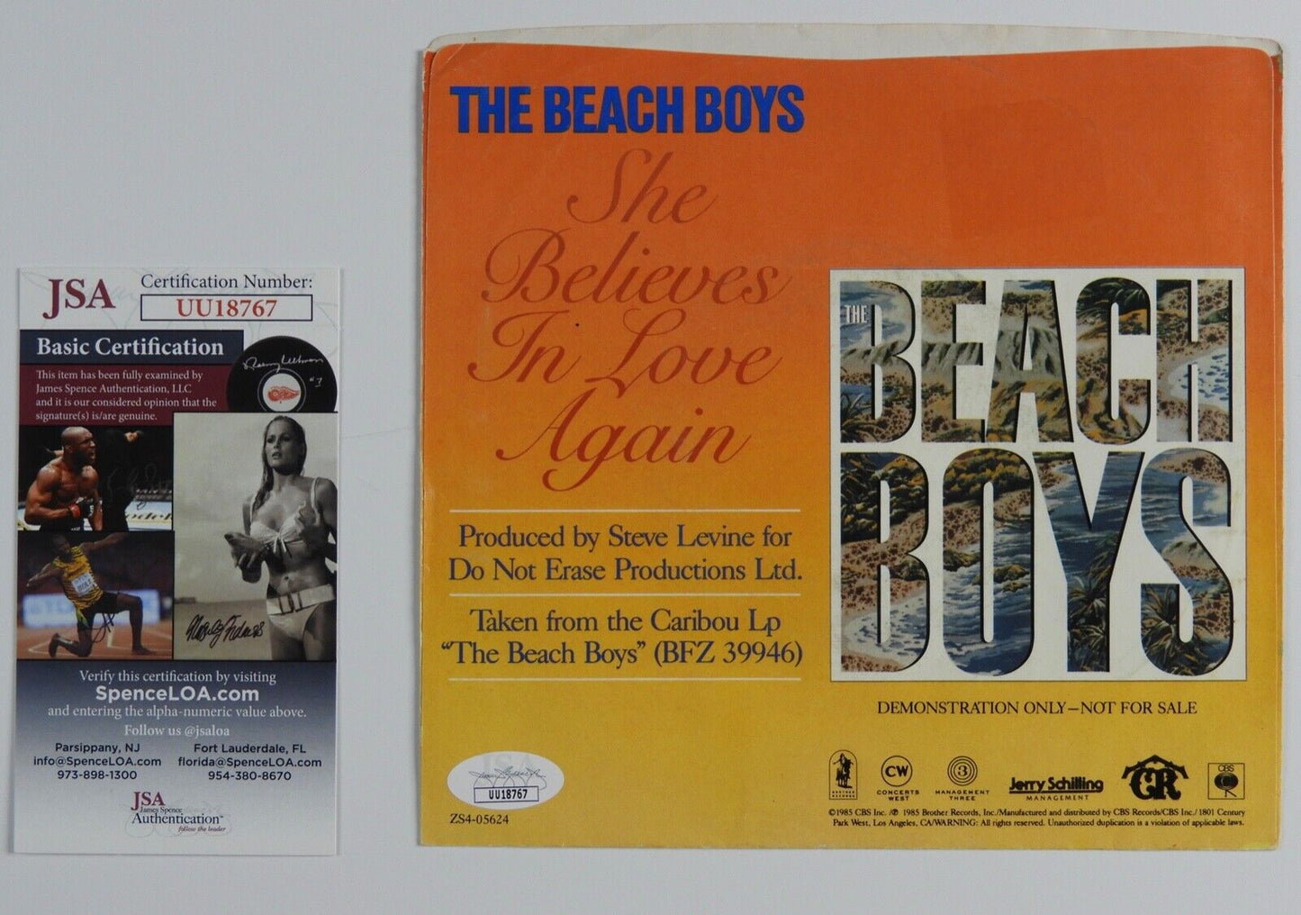 Beach Boys JSA Signed Autograph 45 Record Vinyl Mike Love Bruce Joshnston
