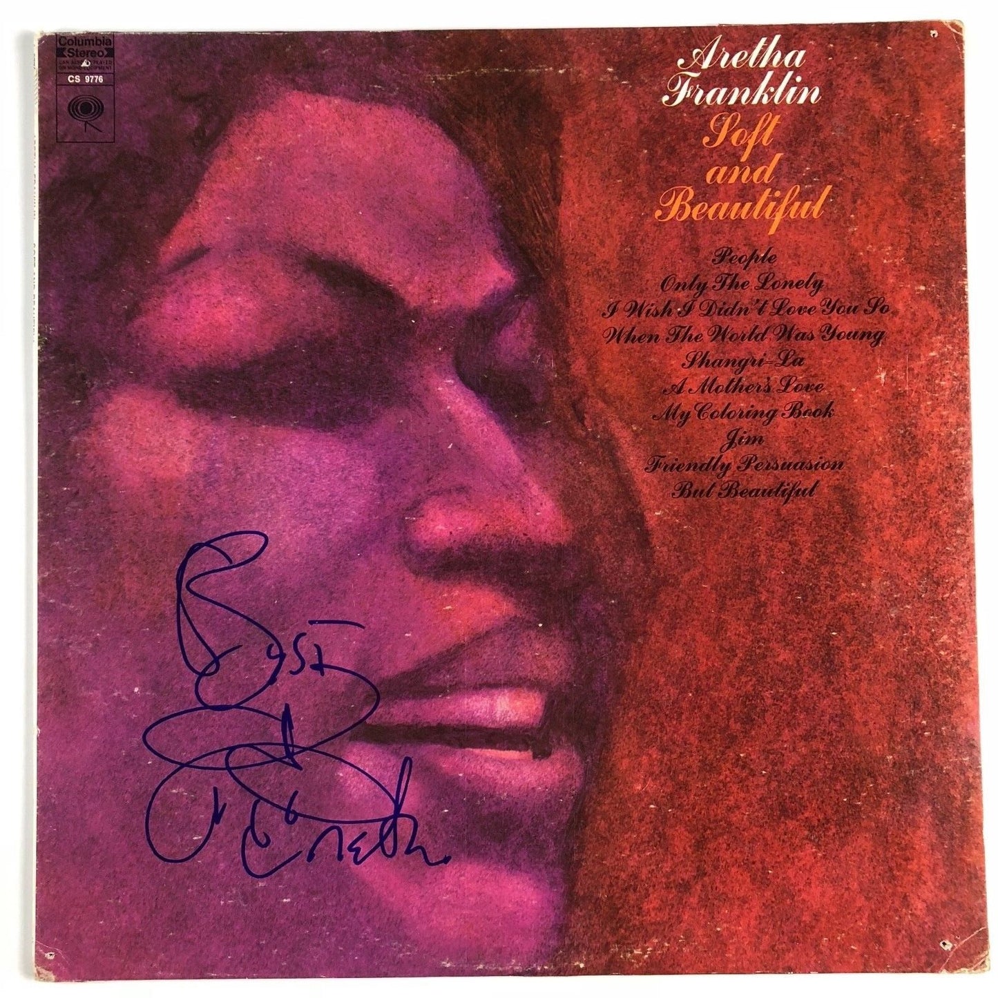 Aretha Franklin Soft And Beautiful Autograph Signed Album JSA COA Vinyl Record