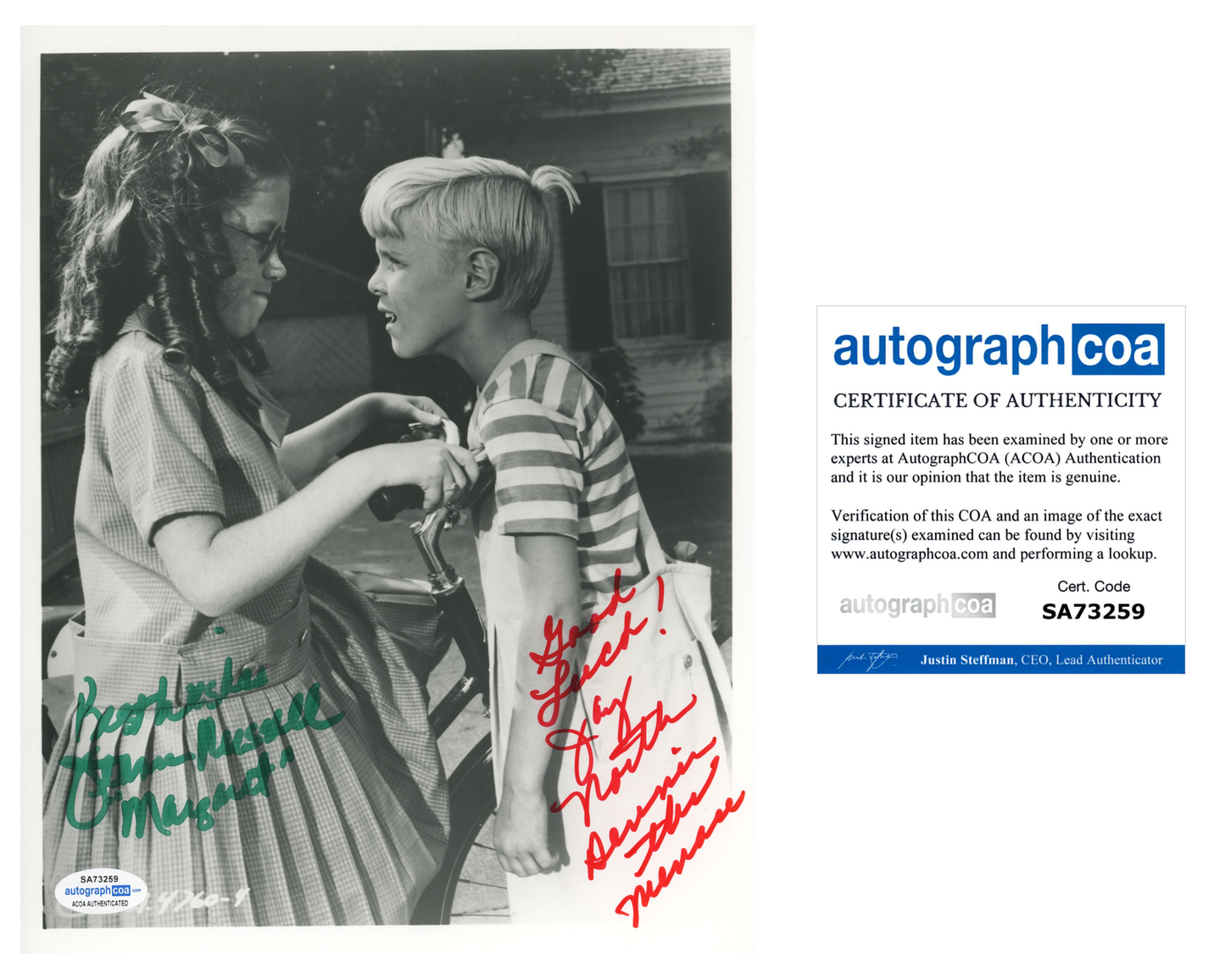 Jay North Dennis The Menace Jeanne Russell ACOA Signed Autograph 8 x 10 Photo