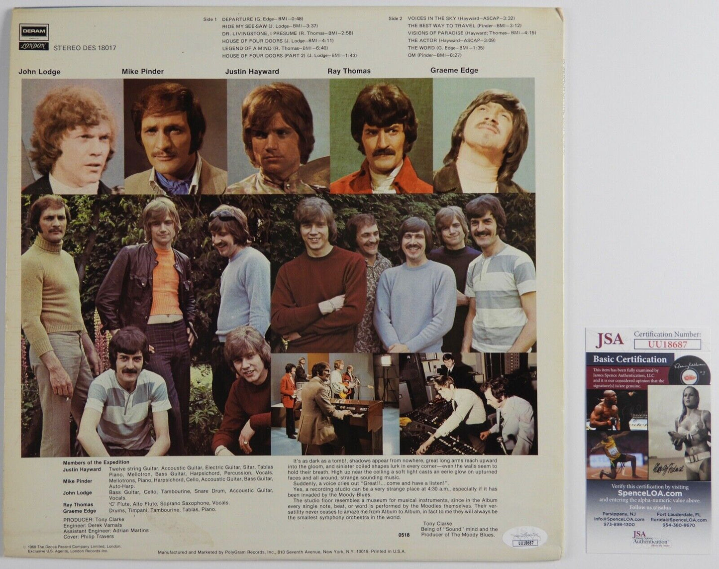 The Moody Blues JSA Signed Autograph Album Vinyl Record In Search Of The Lost