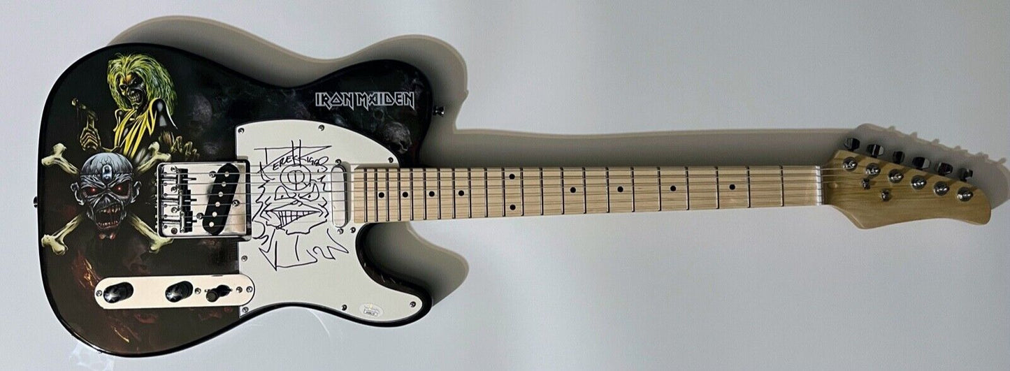 Iron Maiden Derek Riggs JSA Autograph Signed Guitar Stratocaster Original Sketch