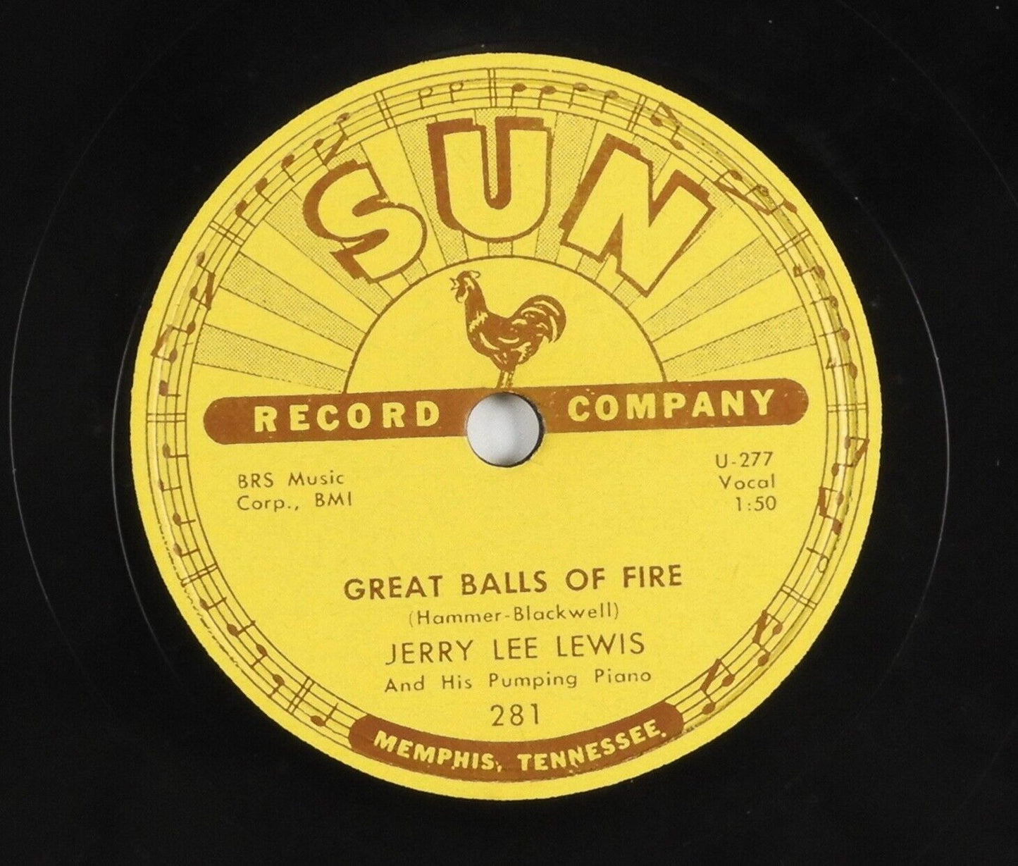 Jerry Lee Lewis JSA Signed Autograph Sun Record 78 Vinyl Record Original