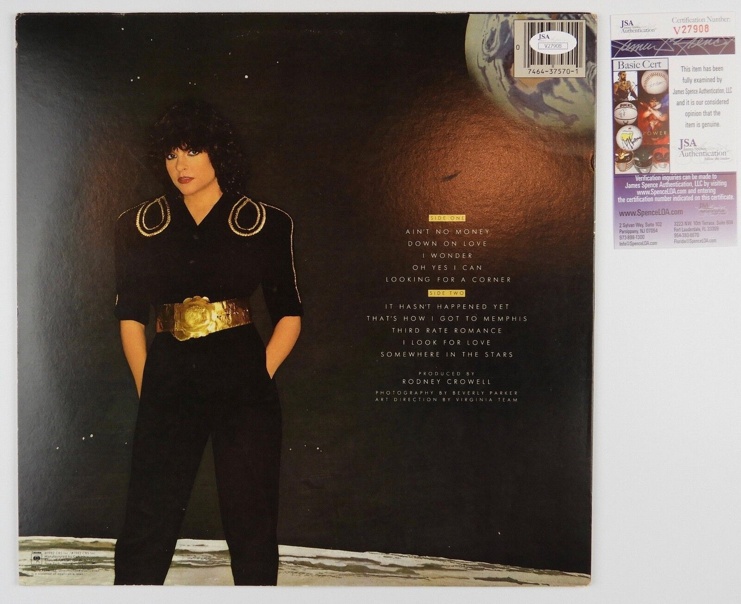 Rosanne Cash Somewhere In The Stars Signed Autograph JSA Album Vinyl Record