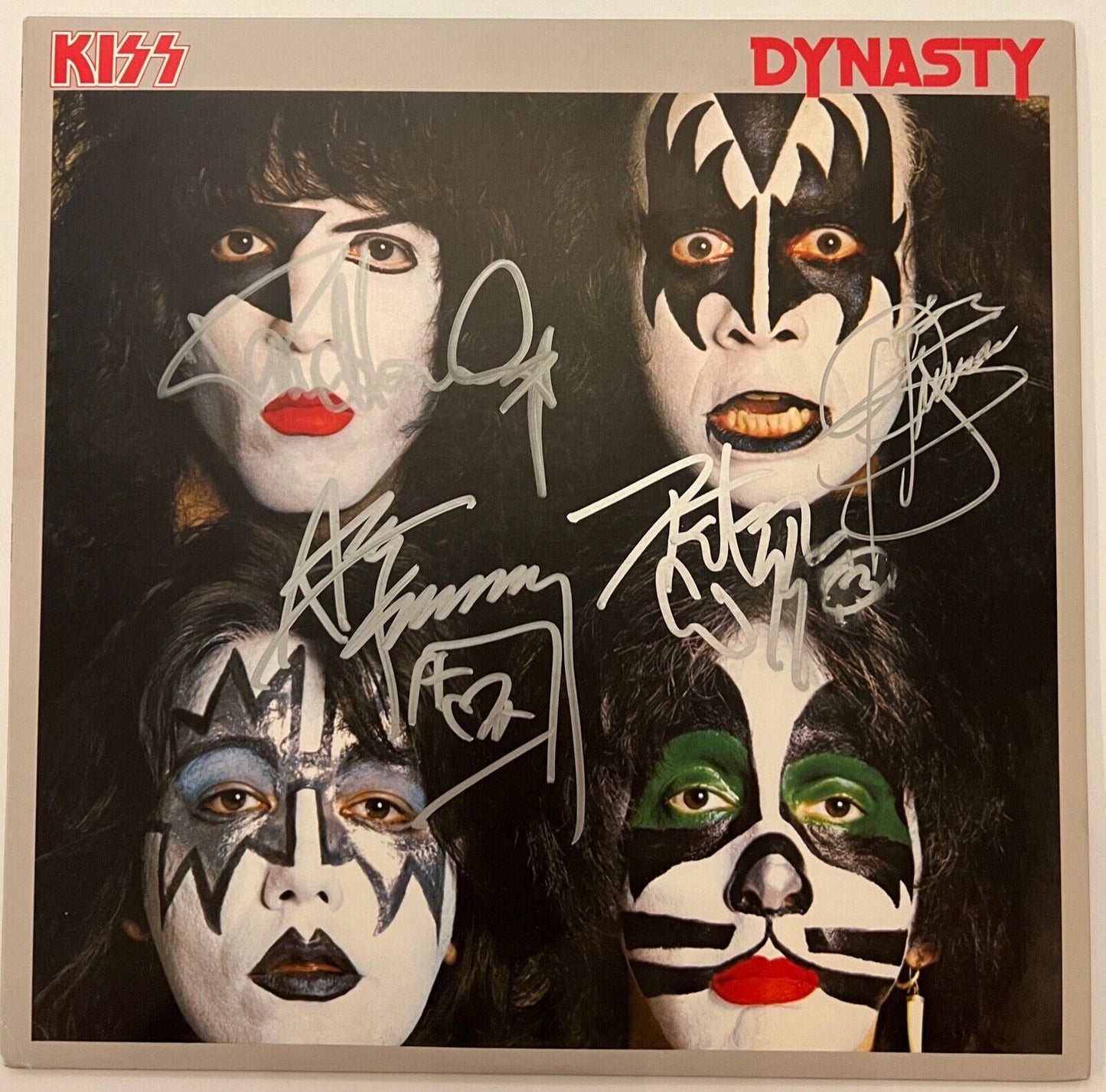 KISS Gene Simmons Peter, Ace, Paul JSA Fully Signed Autograph Record Dynasty
