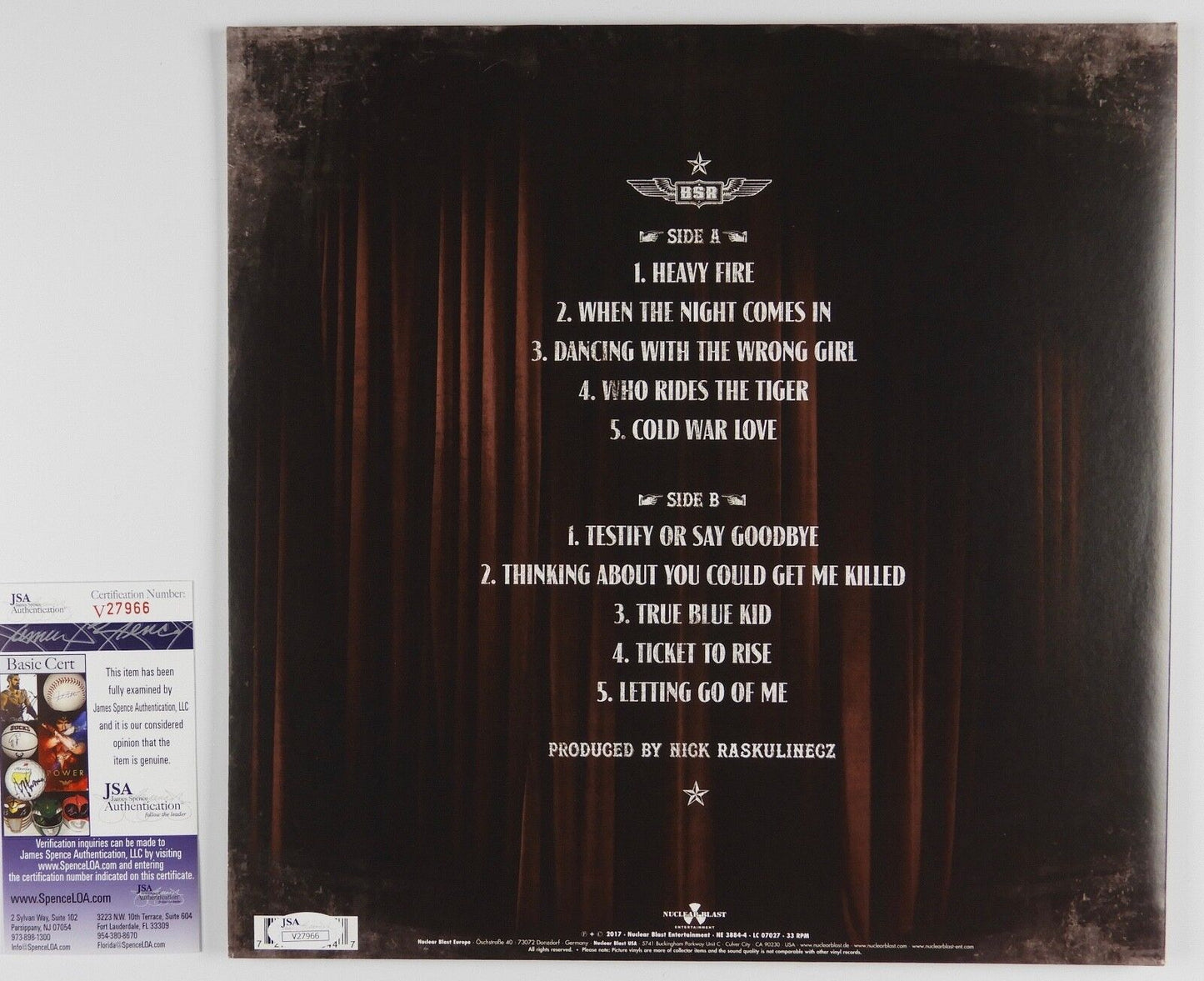 Black Star Riders Signed Autograph Record Album Vinyl JSA Heavy Fire