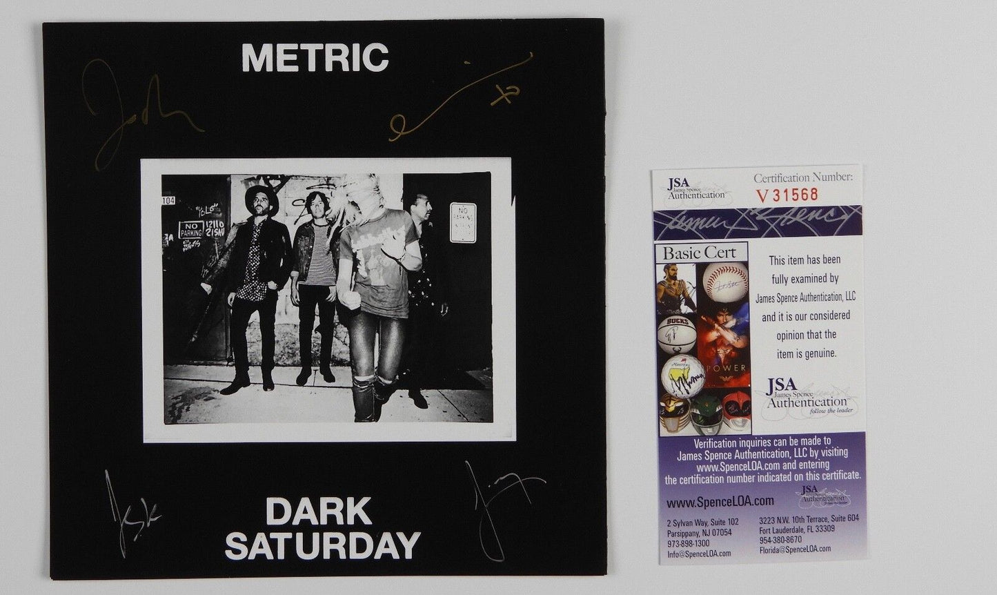 Metric Dark Sunday Full Band Signed JSA Signed Autograph 45 Flex Record Vinyl