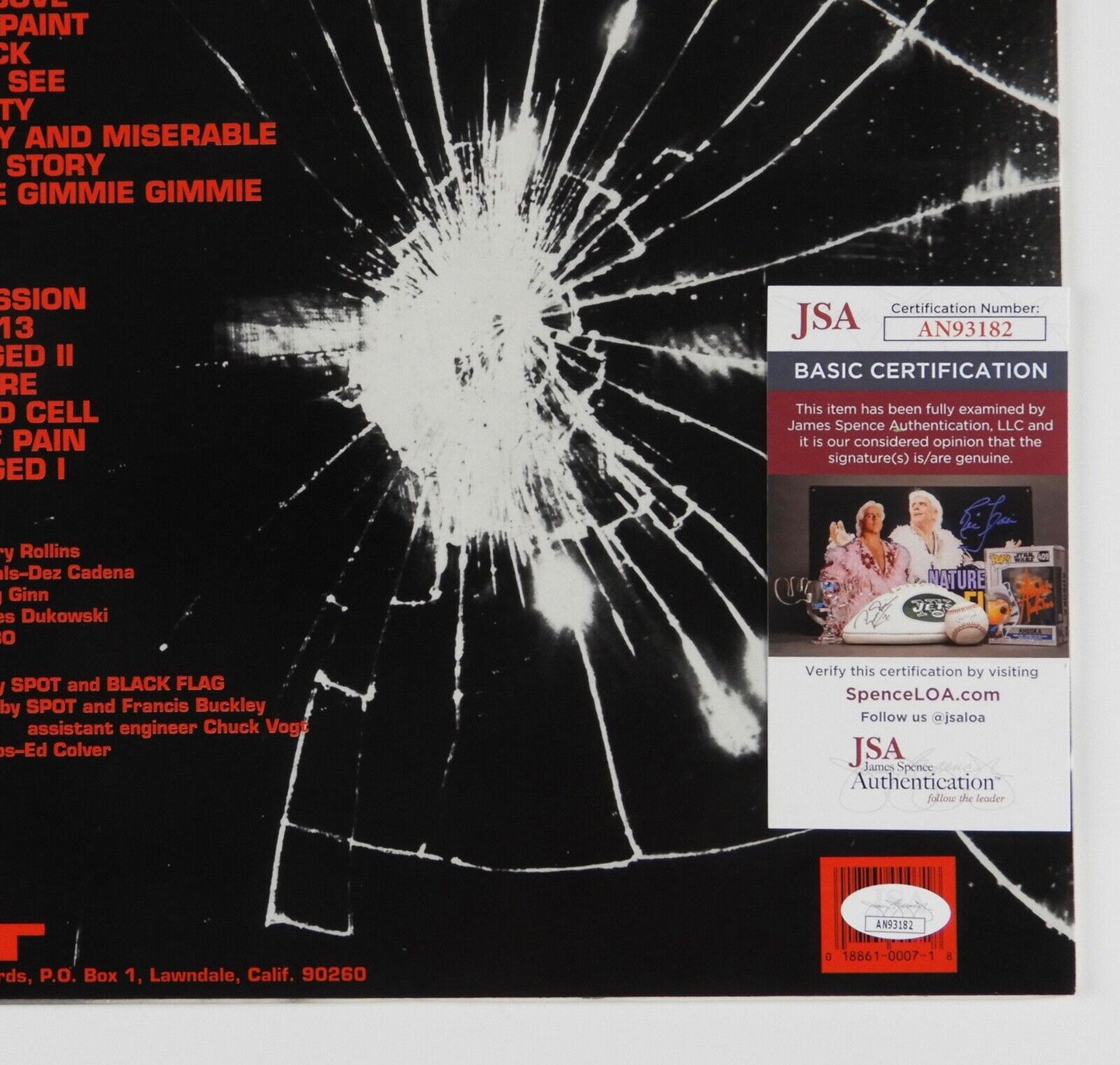 Greg Ginn Black Flag JSA Signed Autograph Album Record Vinyl Damaged IIII