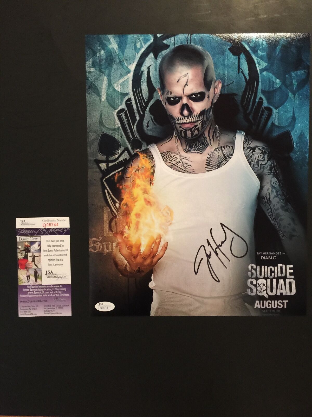 Jay Hernandez Diablo Suicide Squad Autograph Signed 11 x14 JSA COA