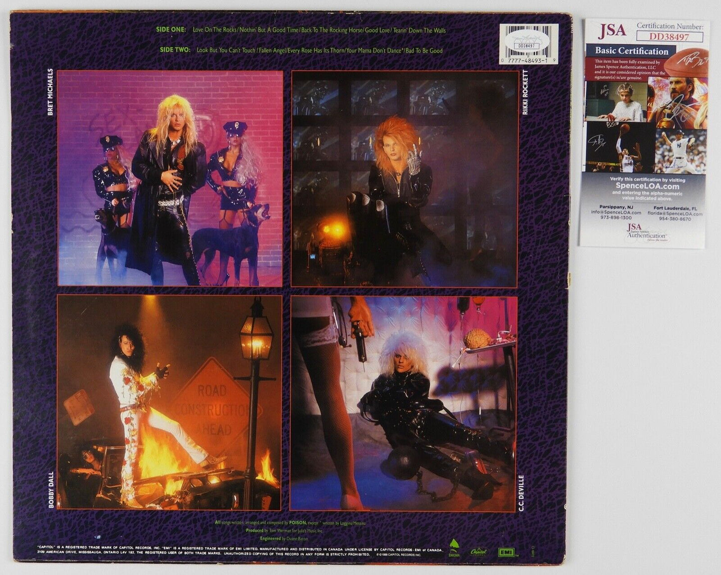 Poison Bret Michaels JSA Signed Autograph Album Record Vinyl Open Up And Say