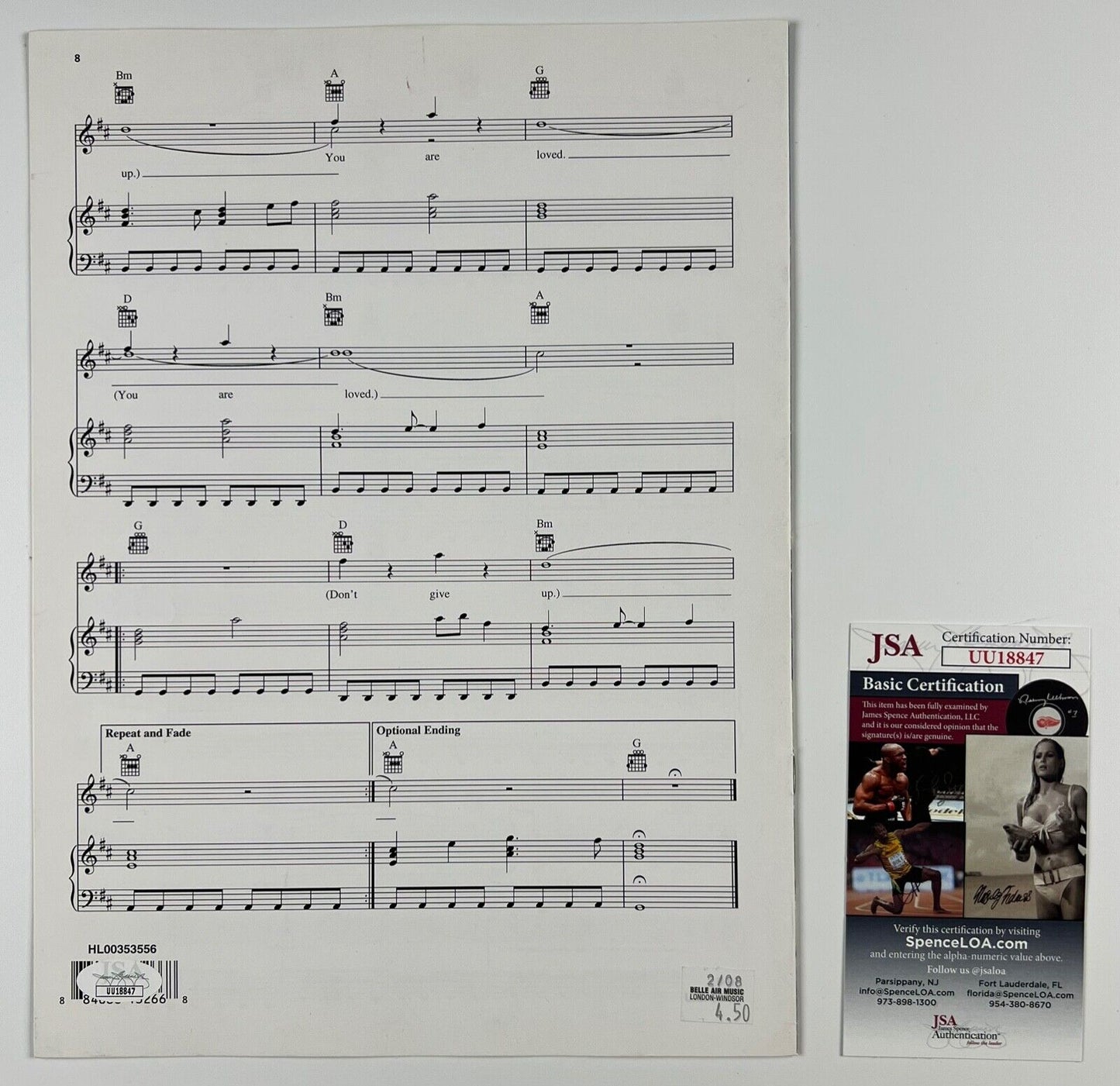Josh Groban Signed JSA Autograph Sheet Music You Are Loved