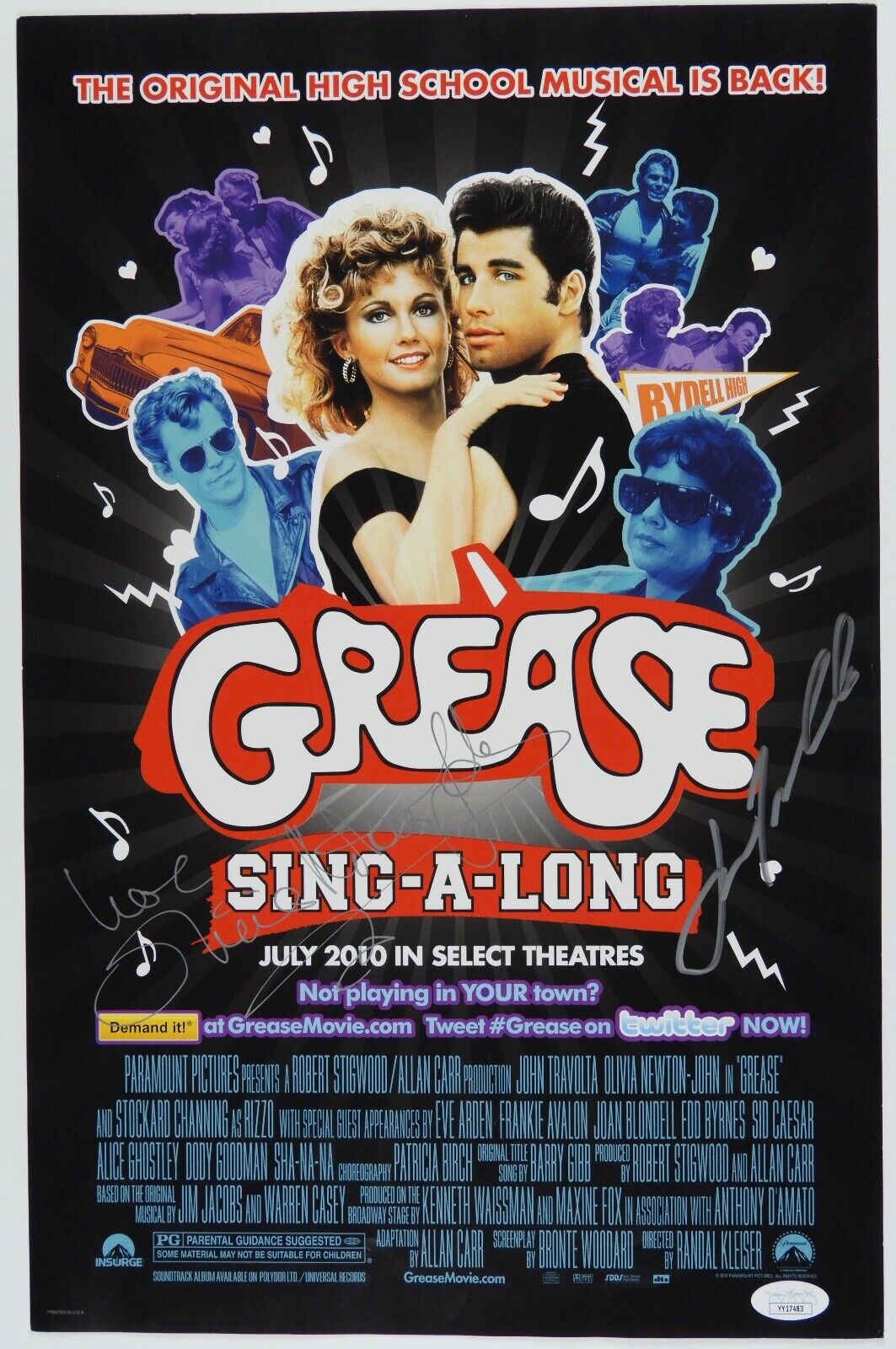 Olivia Newton-John John Travolta Grease JSA Signed Autograph 12 x 18 poster