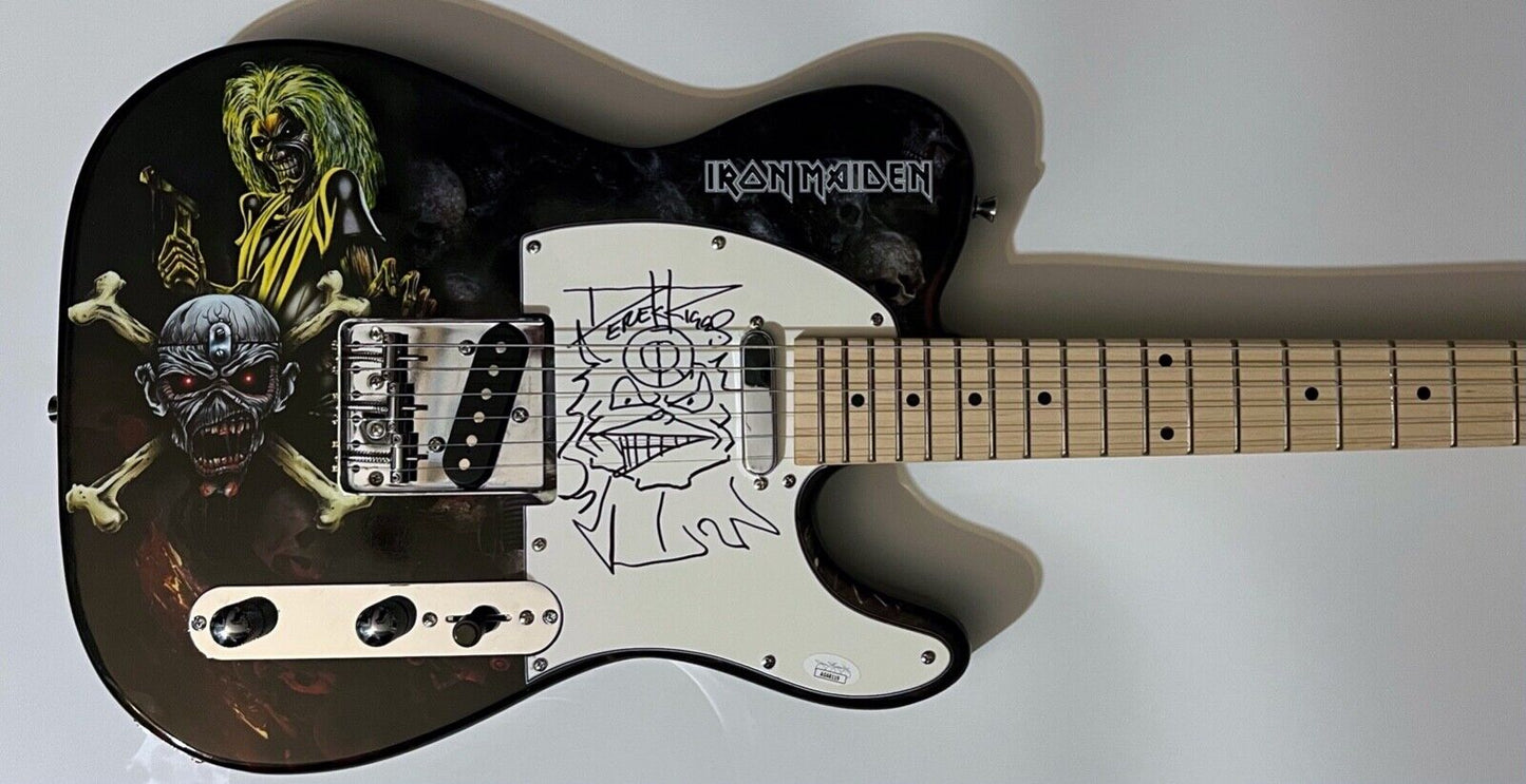Iron Maiden Derek Riggs JSA Autograph Signed Guitar Stratocaster Original Sketch