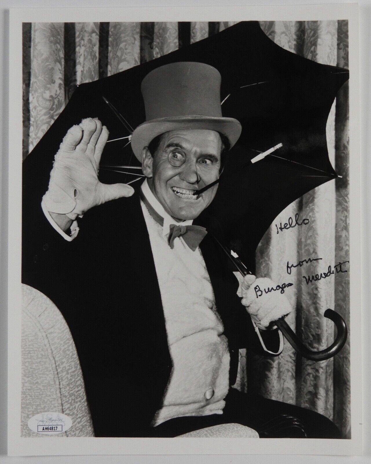 Burges Meredith Batman JSA Signed Autograph 8 x 10 photo The Penguin