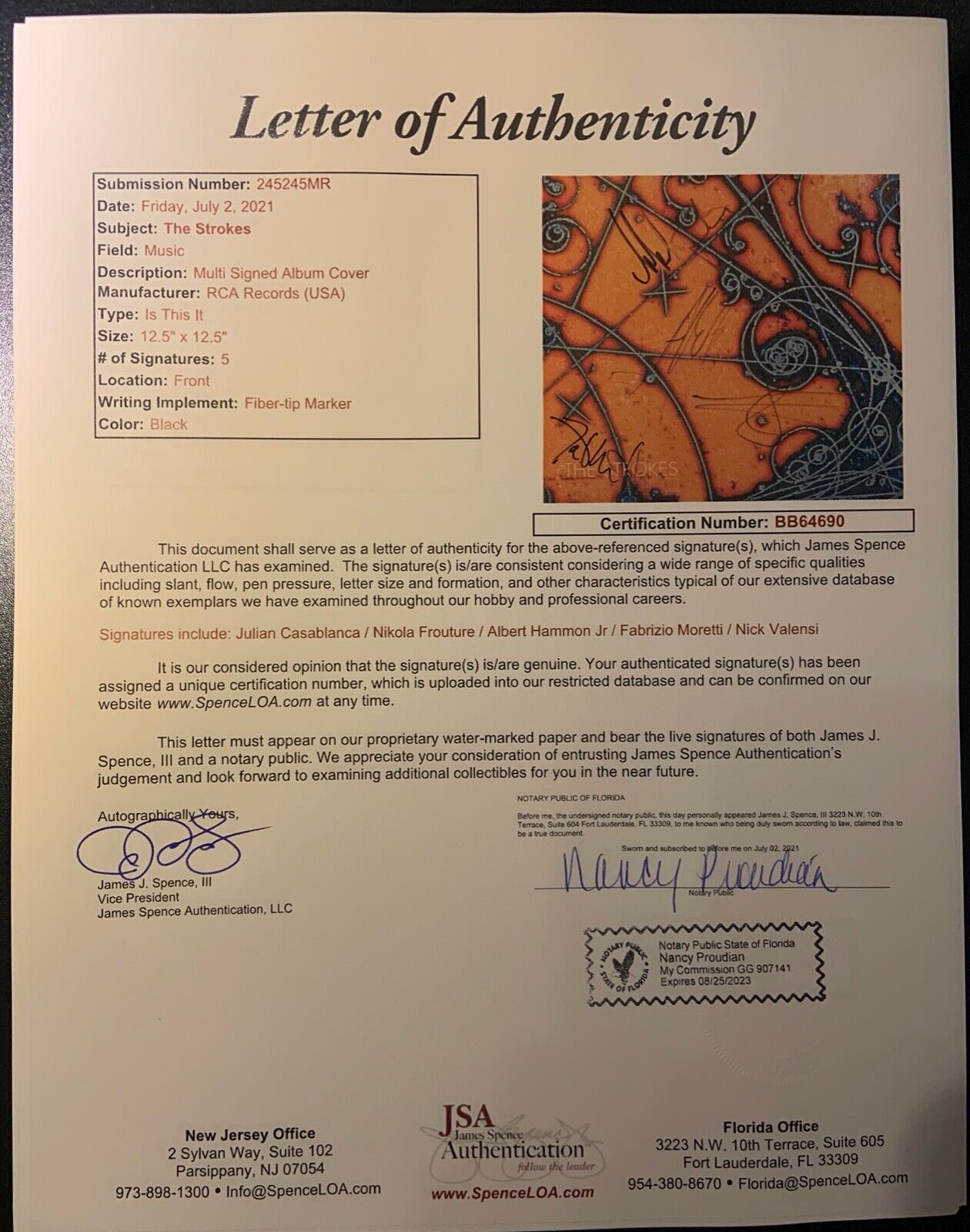 The Strokes JSA Signed Autograph Album LP Is This It Julian Casablancas