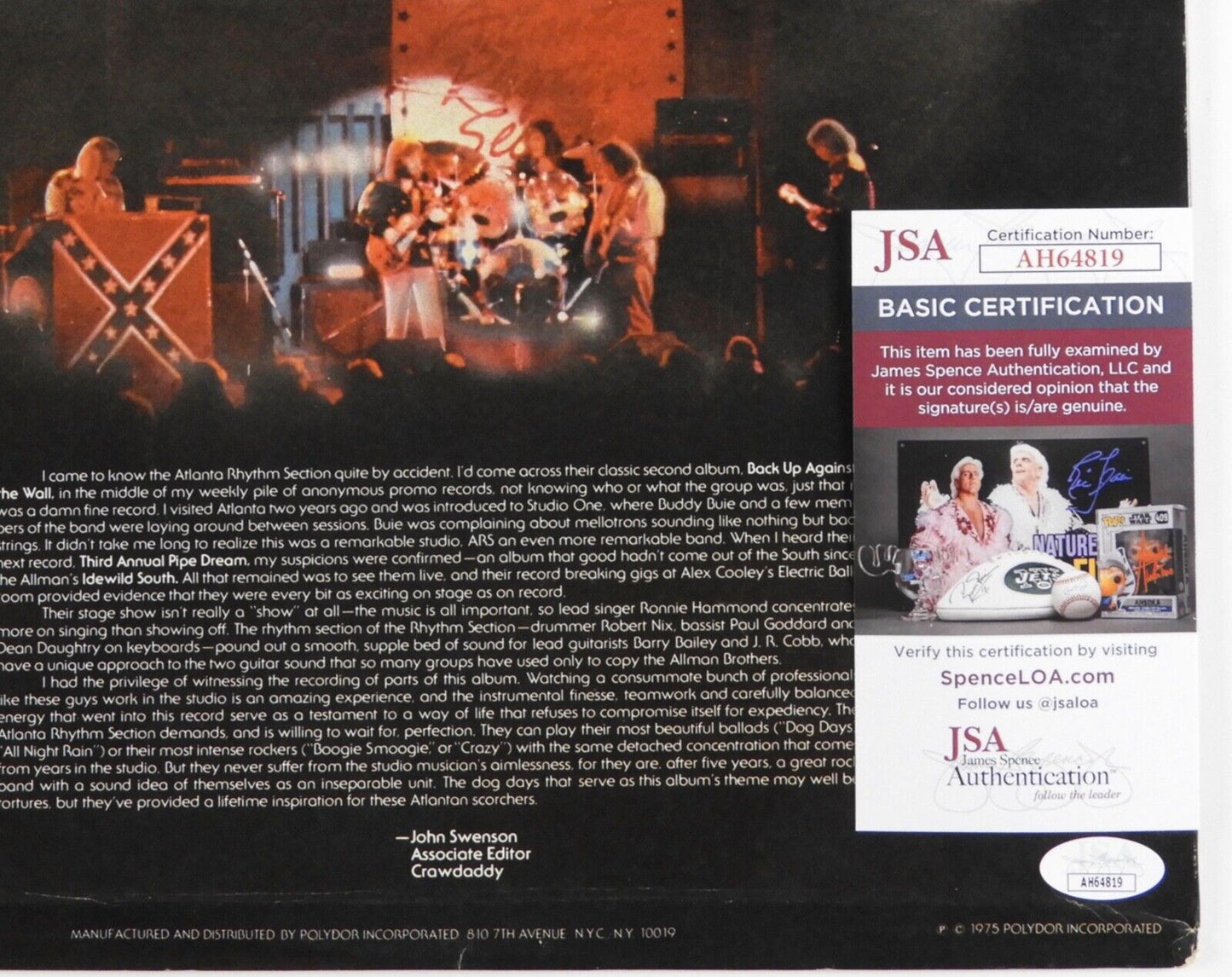 Atlanta Rhythm Section JSA Autograph Signed Album Vinyl Record Dog Days
