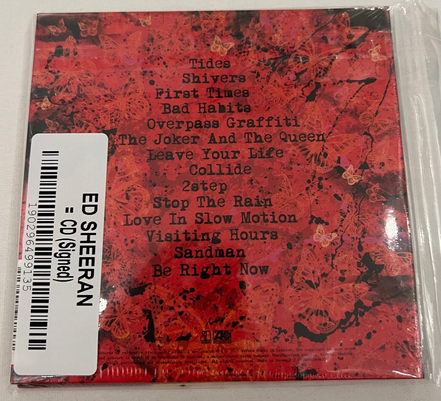 Ed Sheeran Signed Autograph = FULL CD Red Card Still Sealed