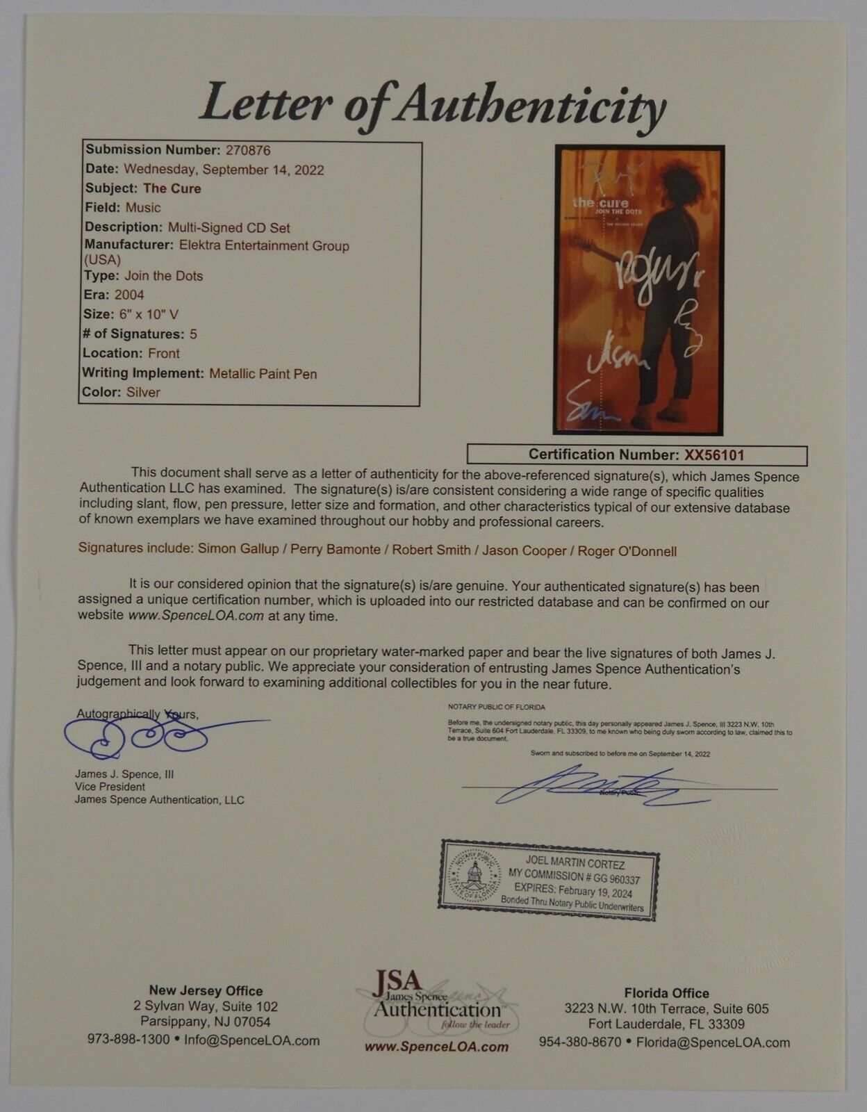 The Cure JSA FULLY Signed Autograph CD boxset Robert Smith Roger O'Donnell