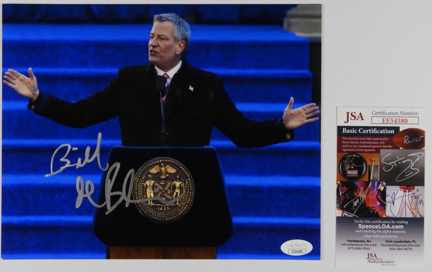 Bill De Blasio New York Mayor JSA Autograph Signed Photo COA 8 x 10
