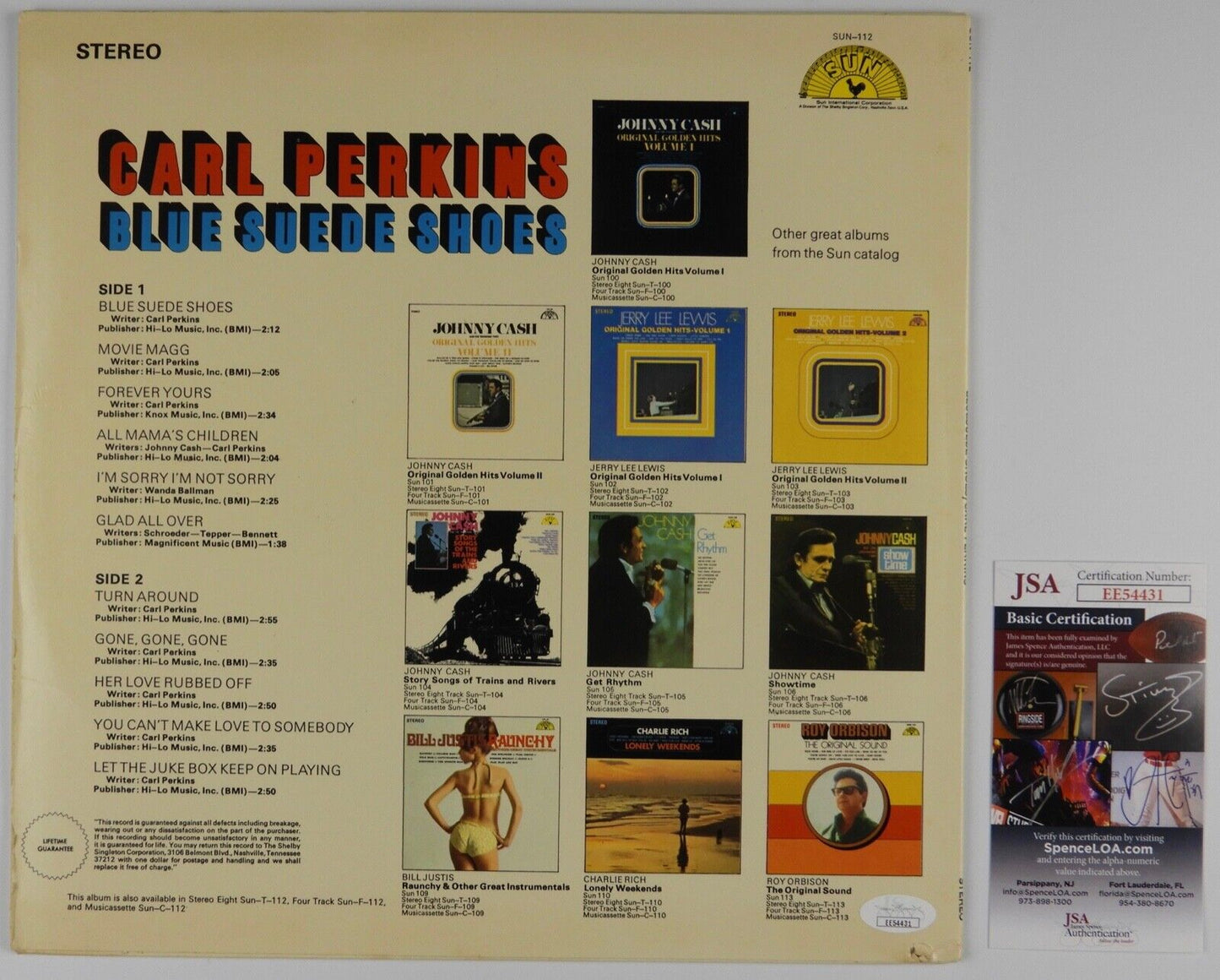 Carl Perkins JSA Signed Autograph Record Album Vinyl Blue Suede Shoes Sun