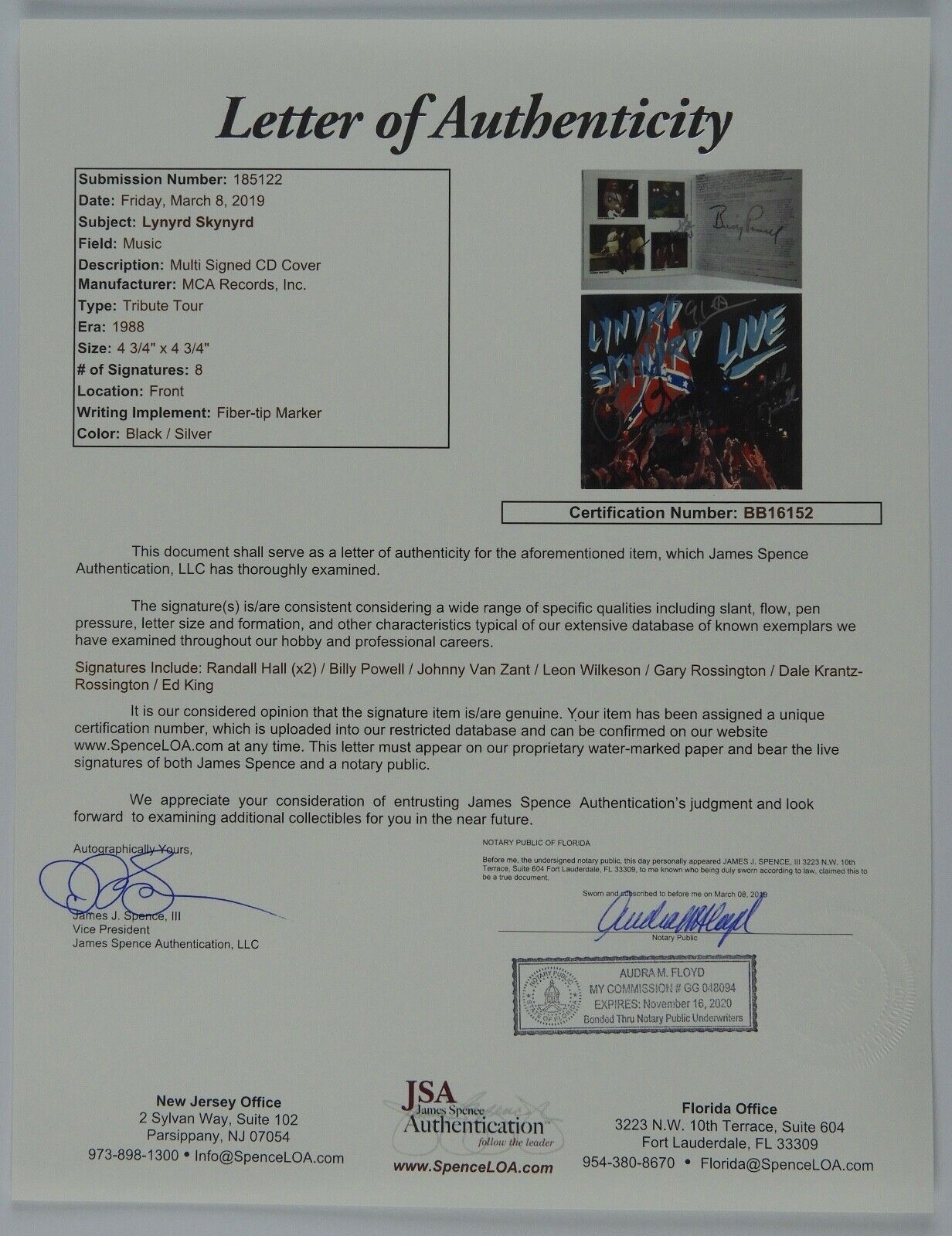 Lynyrd Skynyrd JSA signed autograph CD Booklet Gary Rossington Leon Wilkeson ++