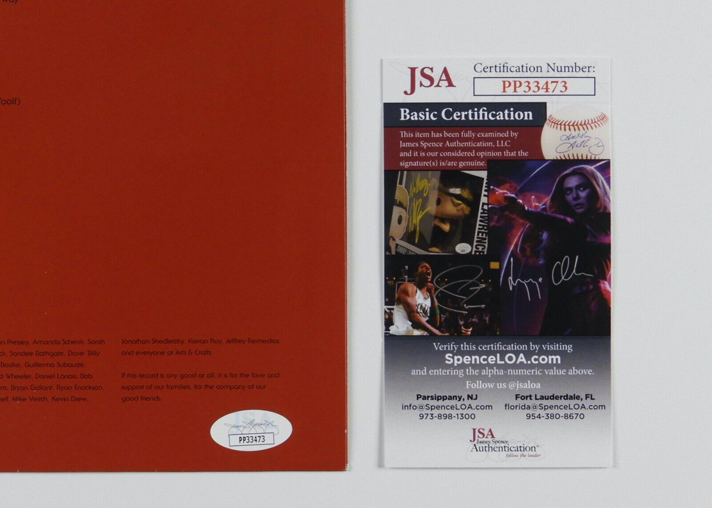 Gord Downie The Tragically Hip JSA Signed Album Inner Sleeve